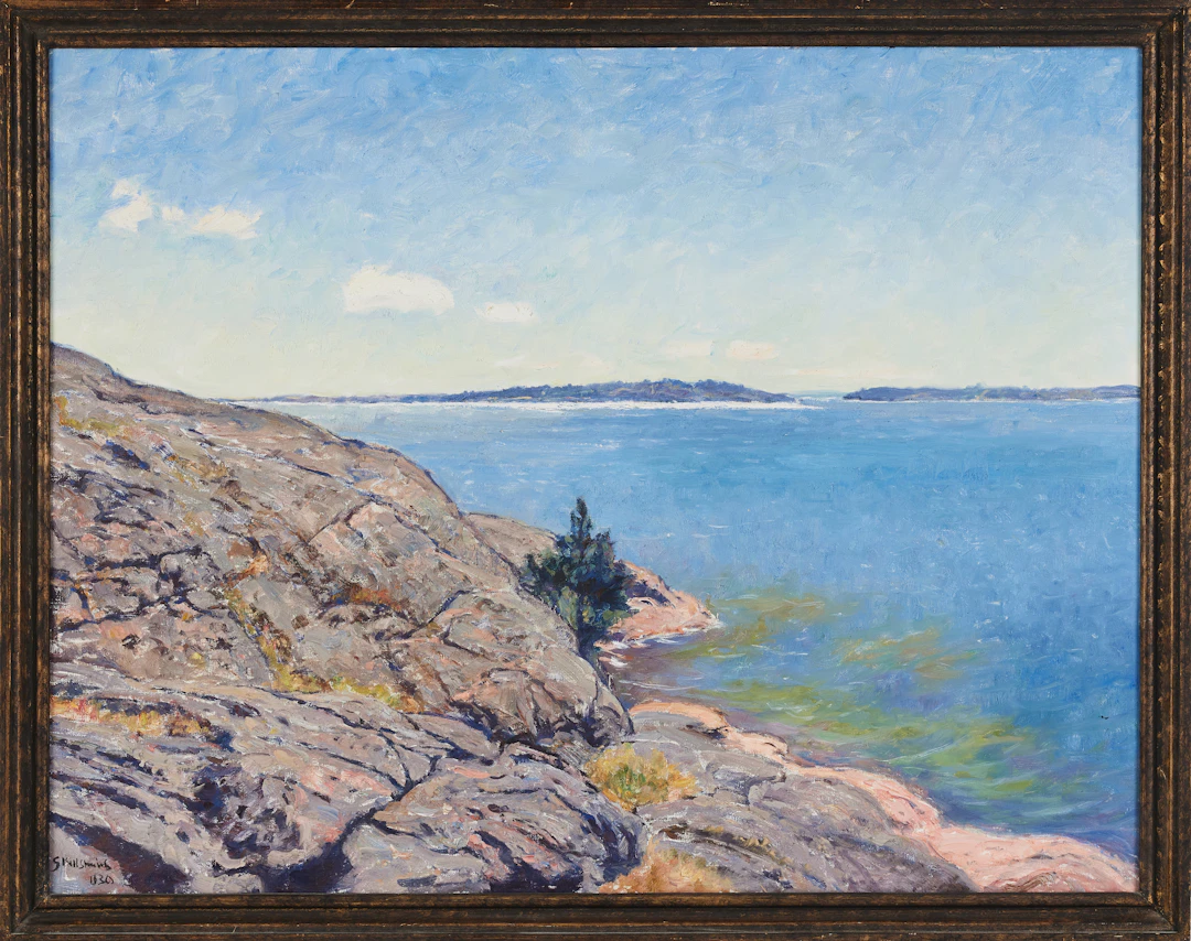 GOTTFRID KALLSTENIUS. Skärgårdslandskap, olja på duk, signerad och
