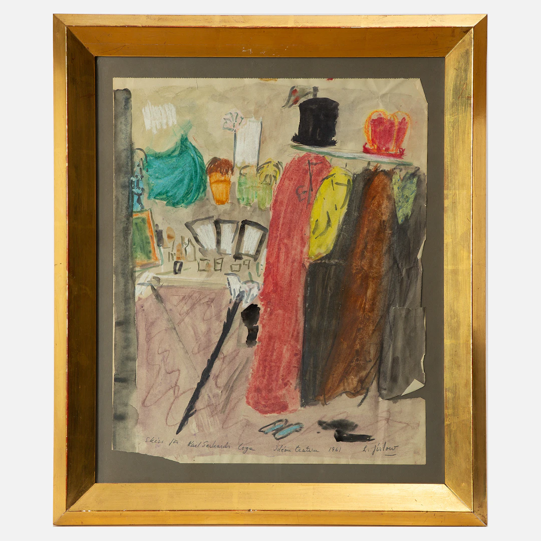 LENNART JIRLOW. "Skiss till Karl Gerhards loge, Odéonteatern 1961".