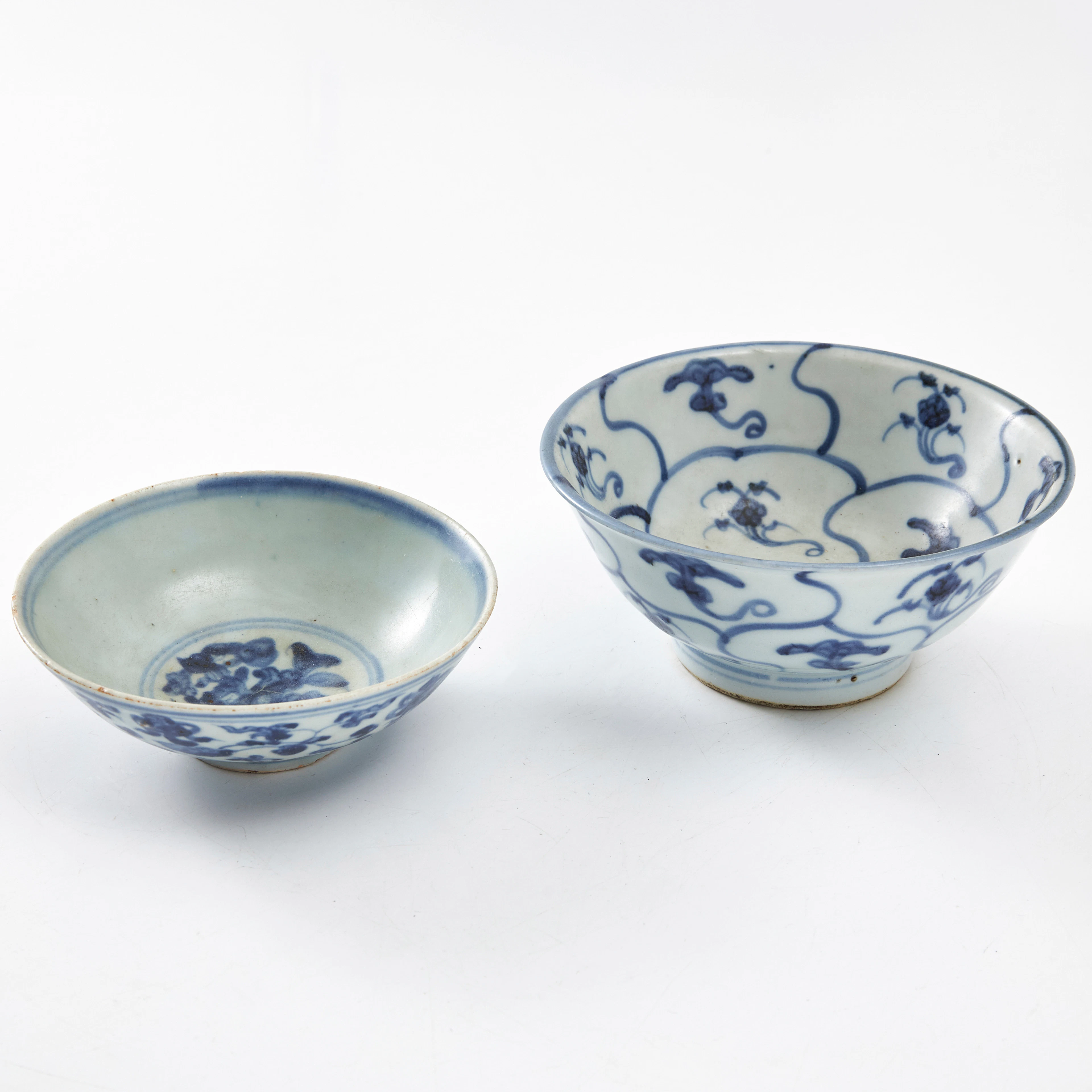 SKÅLAR, 2 st., porslin, Kina, Ming (1368-1644), dekor i underglasyrblått