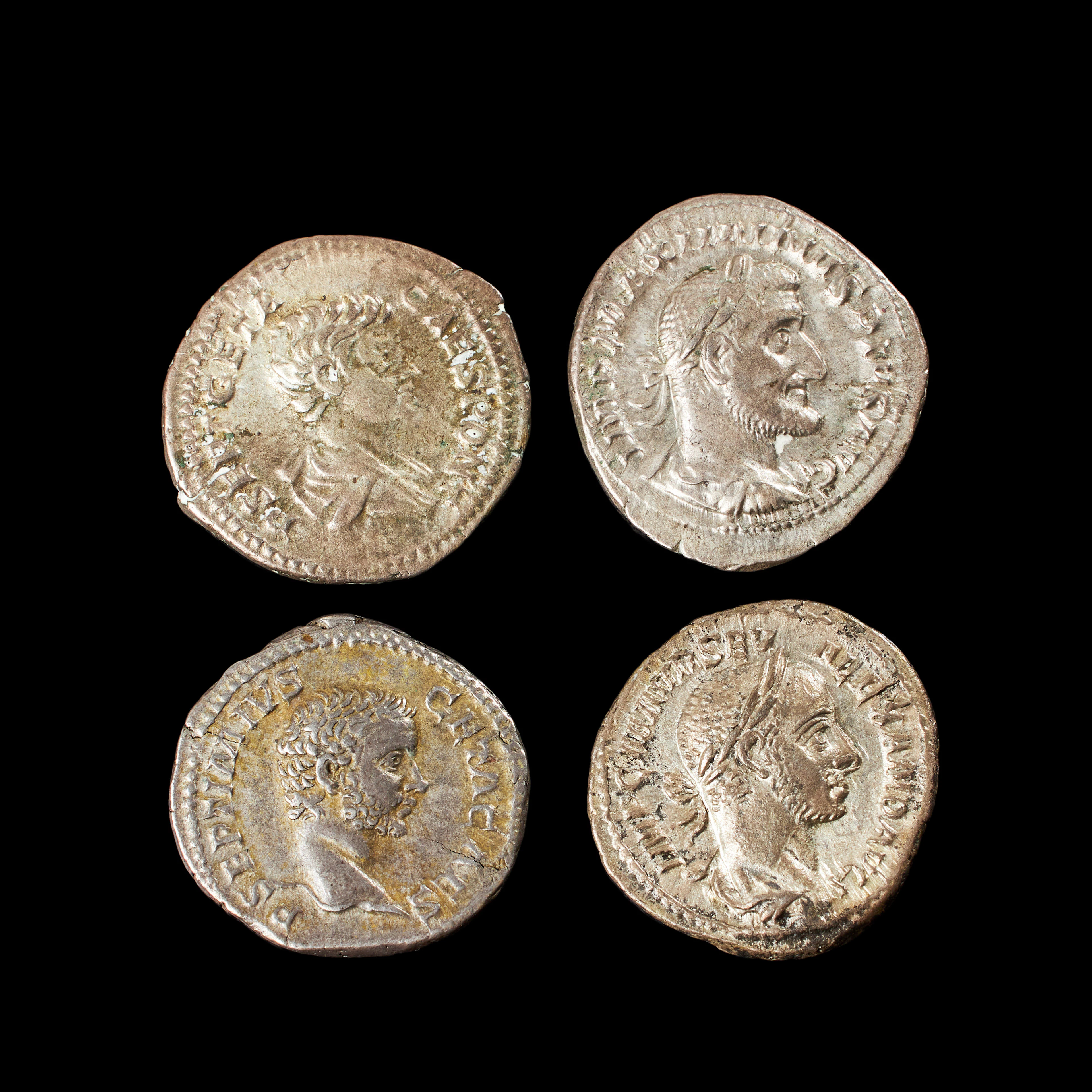 SILVERMYNT, 4 st, romerska Caracalla, denarius präglad i Rom 200-202