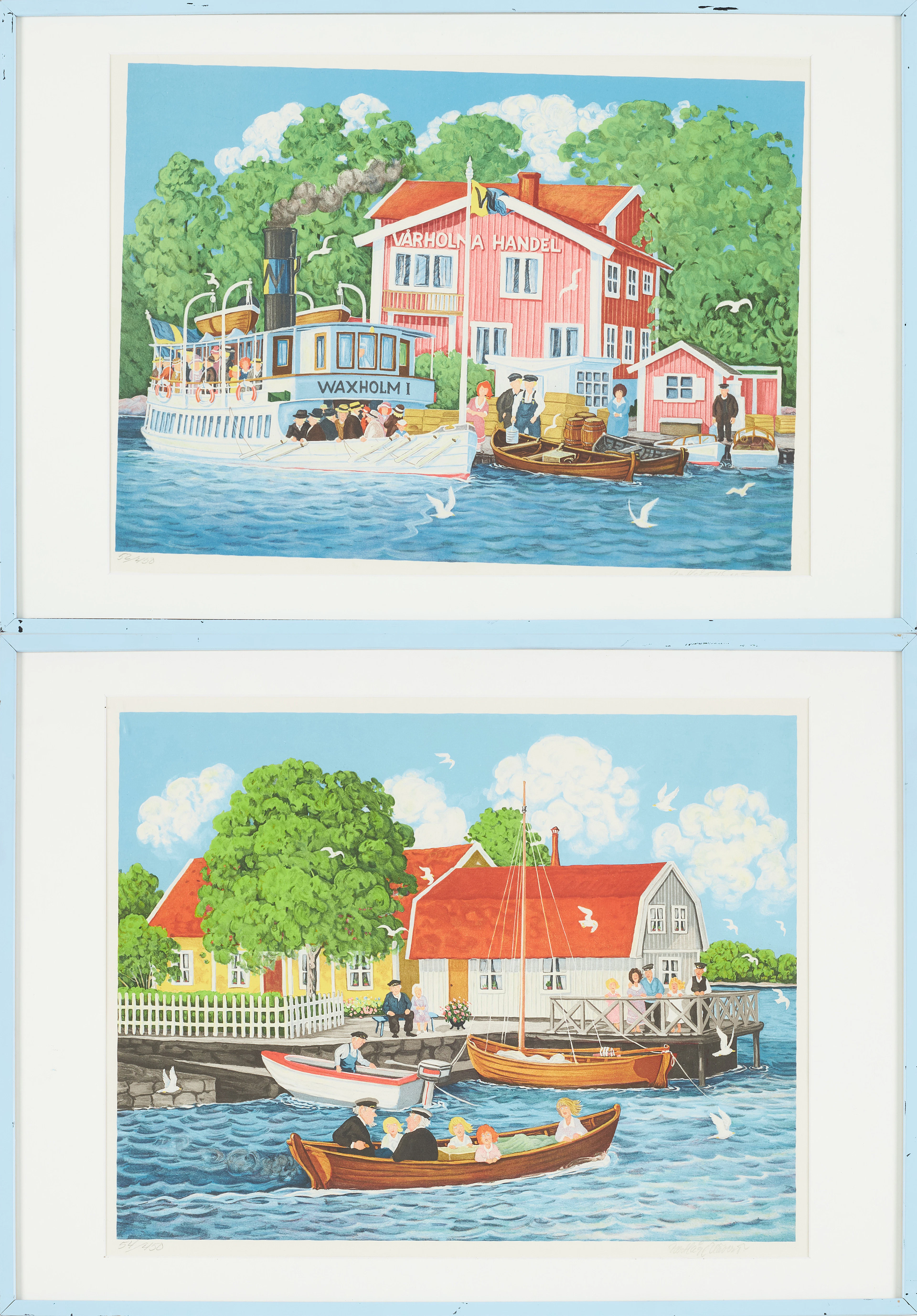 BERT HÅGE HÄVERÖ. 2 st, skärgårdsmotiv, färglitografi, signerade och