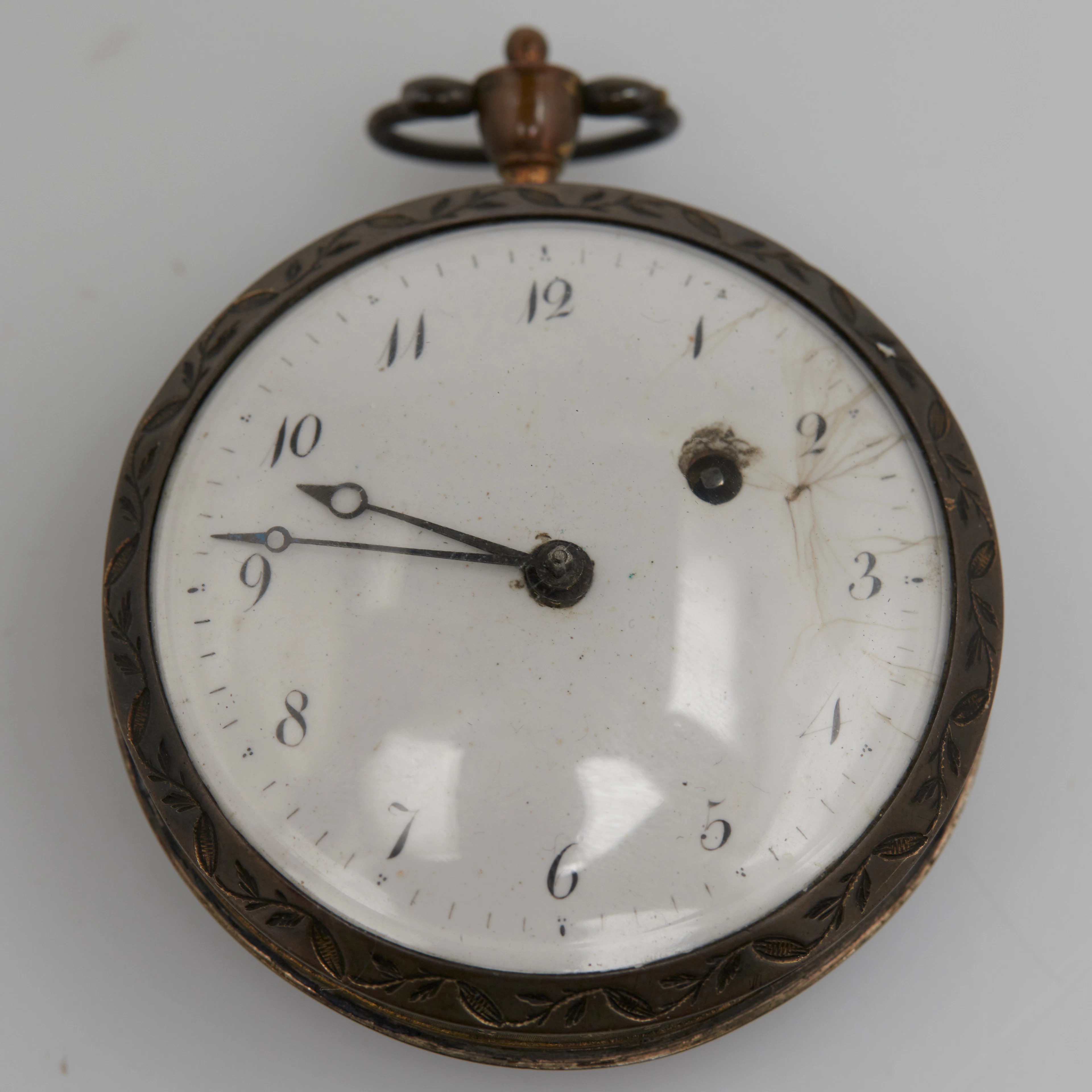 Antike Taschenuhr mit Emaille Zeichnung.