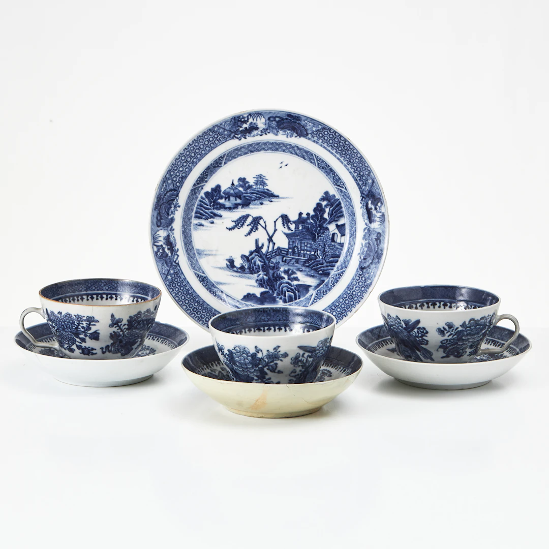 TEKOPPAR MED FAT, TALLRIK, 4 dlr., porslin, Kina, Jiaqing (1796-1820)