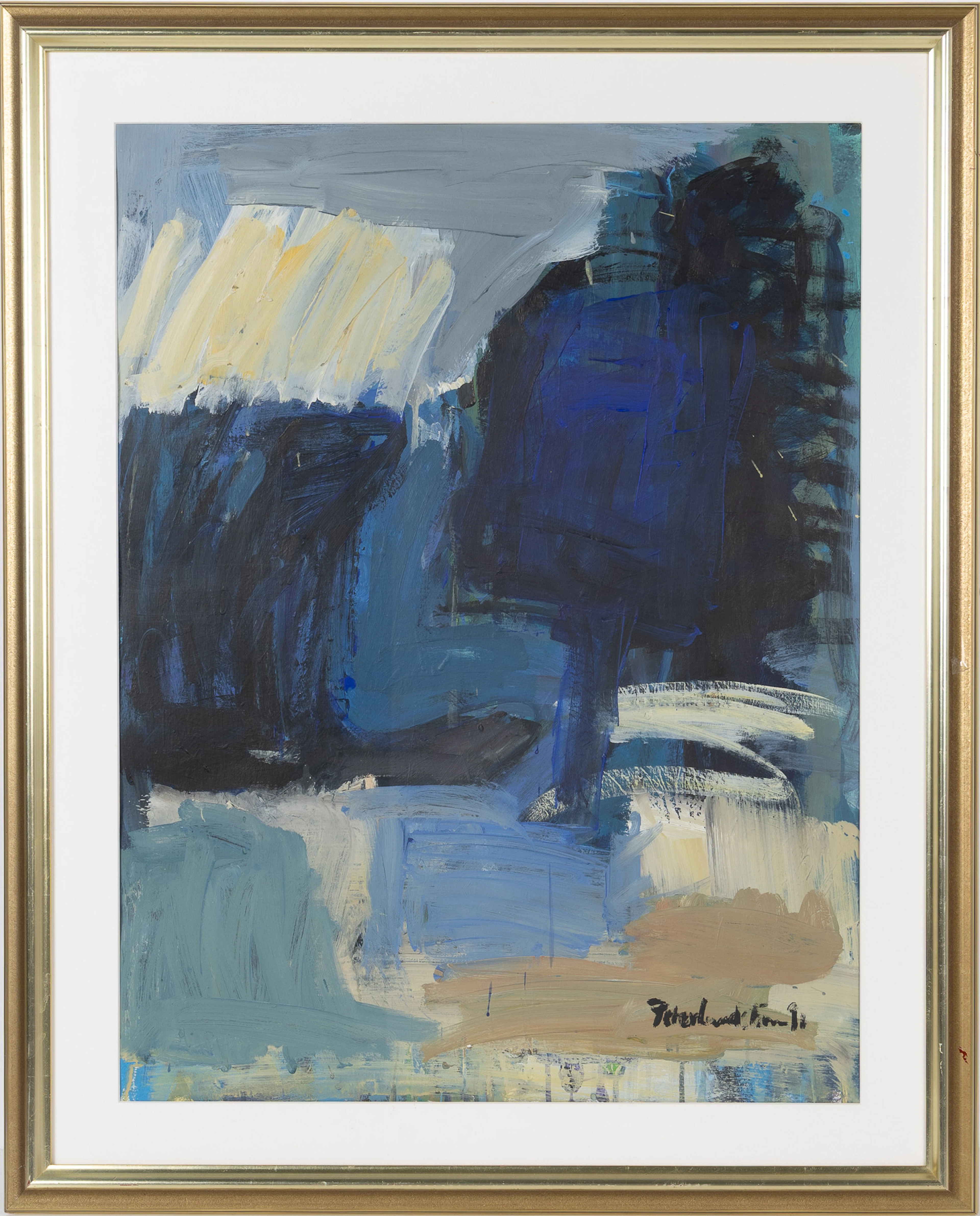 PETER LUNDSTRÖM. "The blue tree", akryl på papper, signerad.