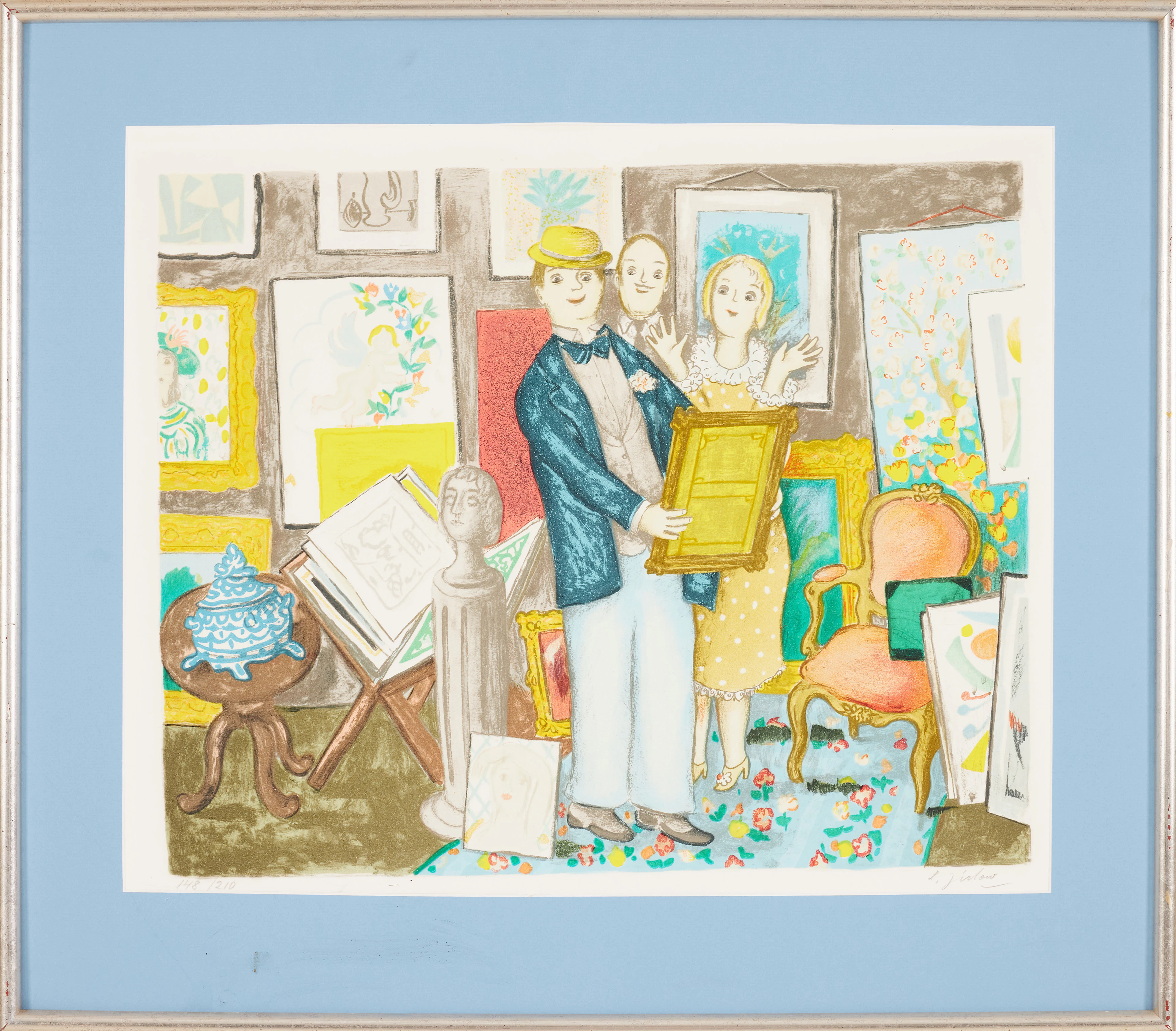 LENNART JIRLOW. Konstnärsfamilj, litografi, signerad och numrerad 148/210.