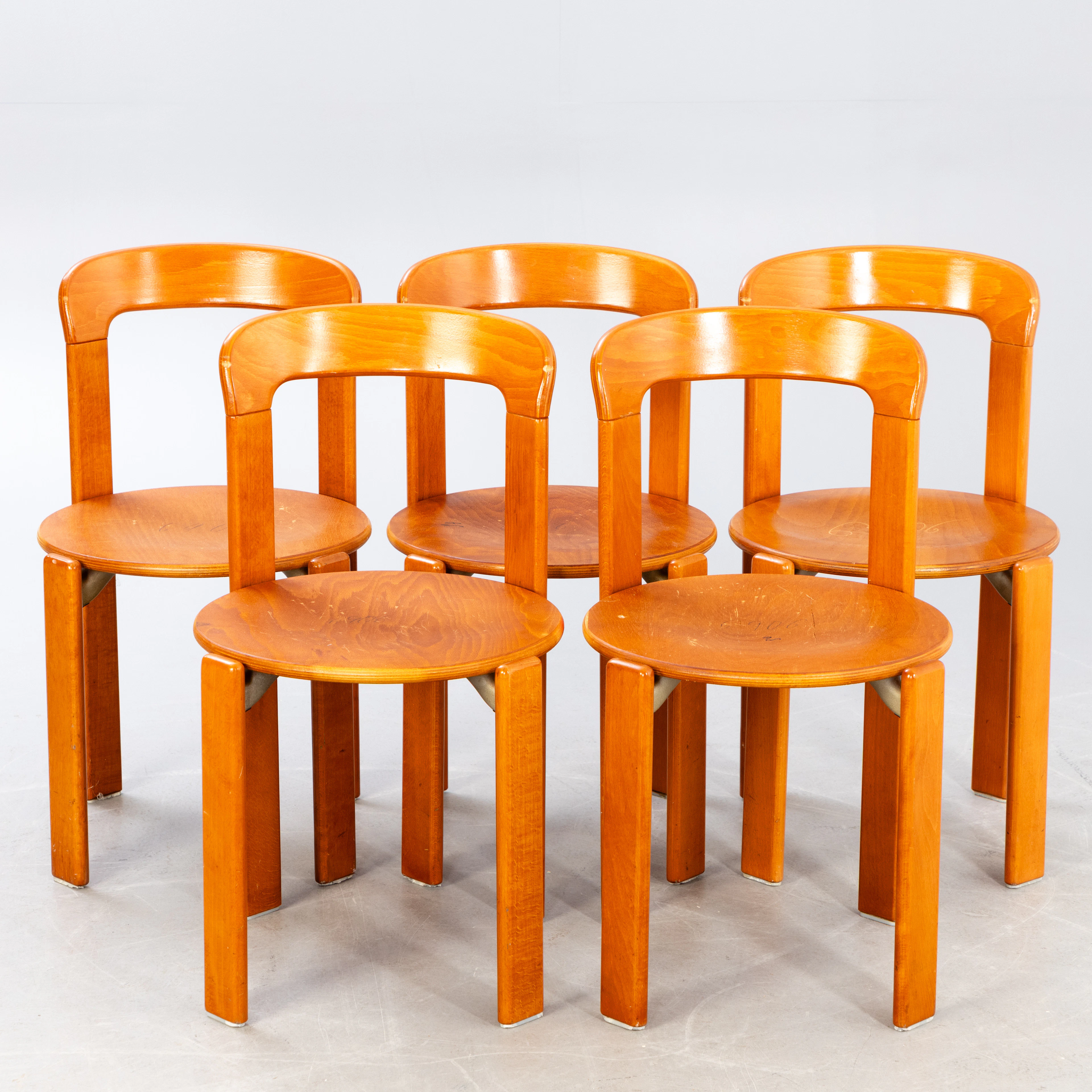 BRUNO REY. Kusch & Co. 3 'Rey Chair 33' Stühle. 1970er Jahre (5).