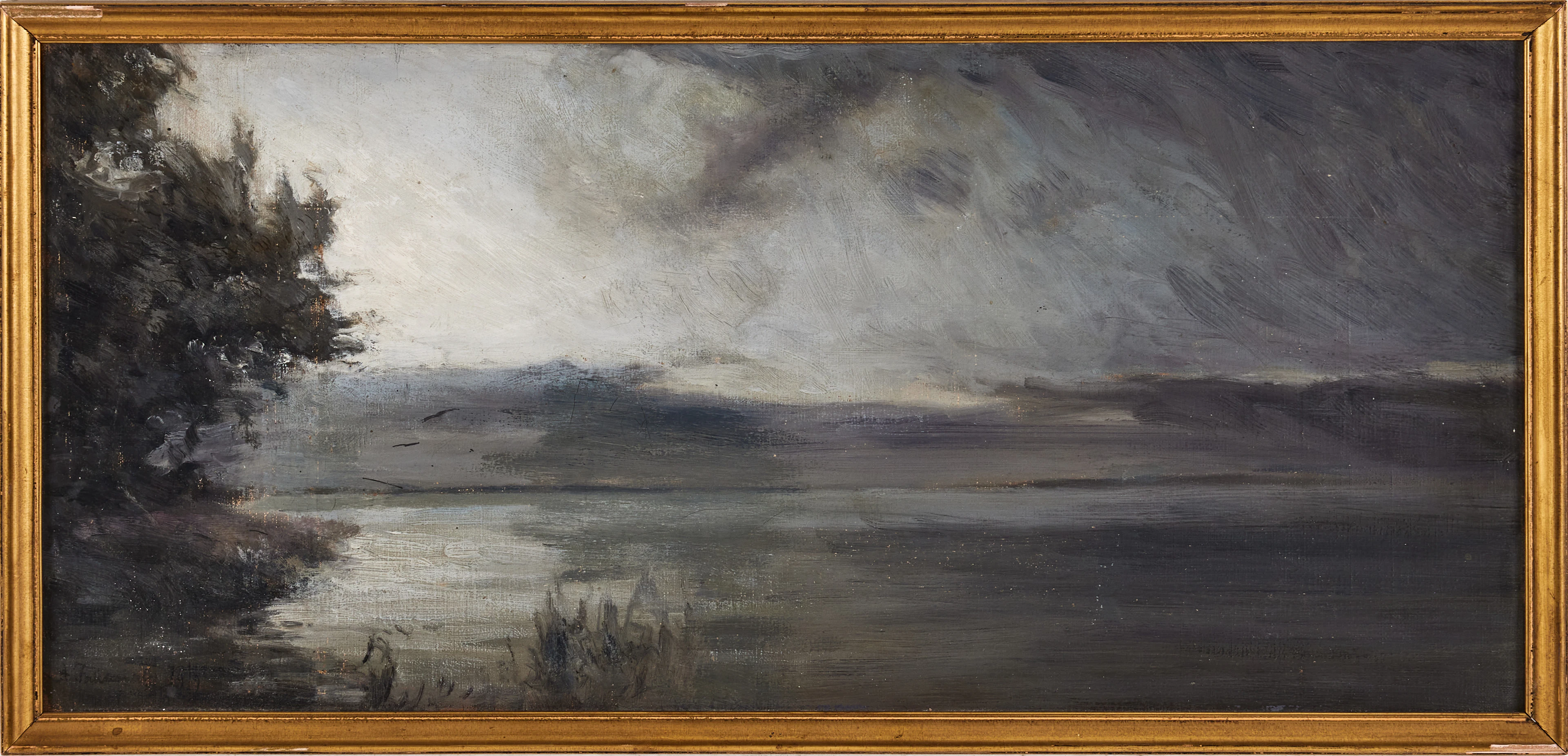 AXEL FAHLCRANTZ. "En afton", signerad och daterad 1919, olja på duk.