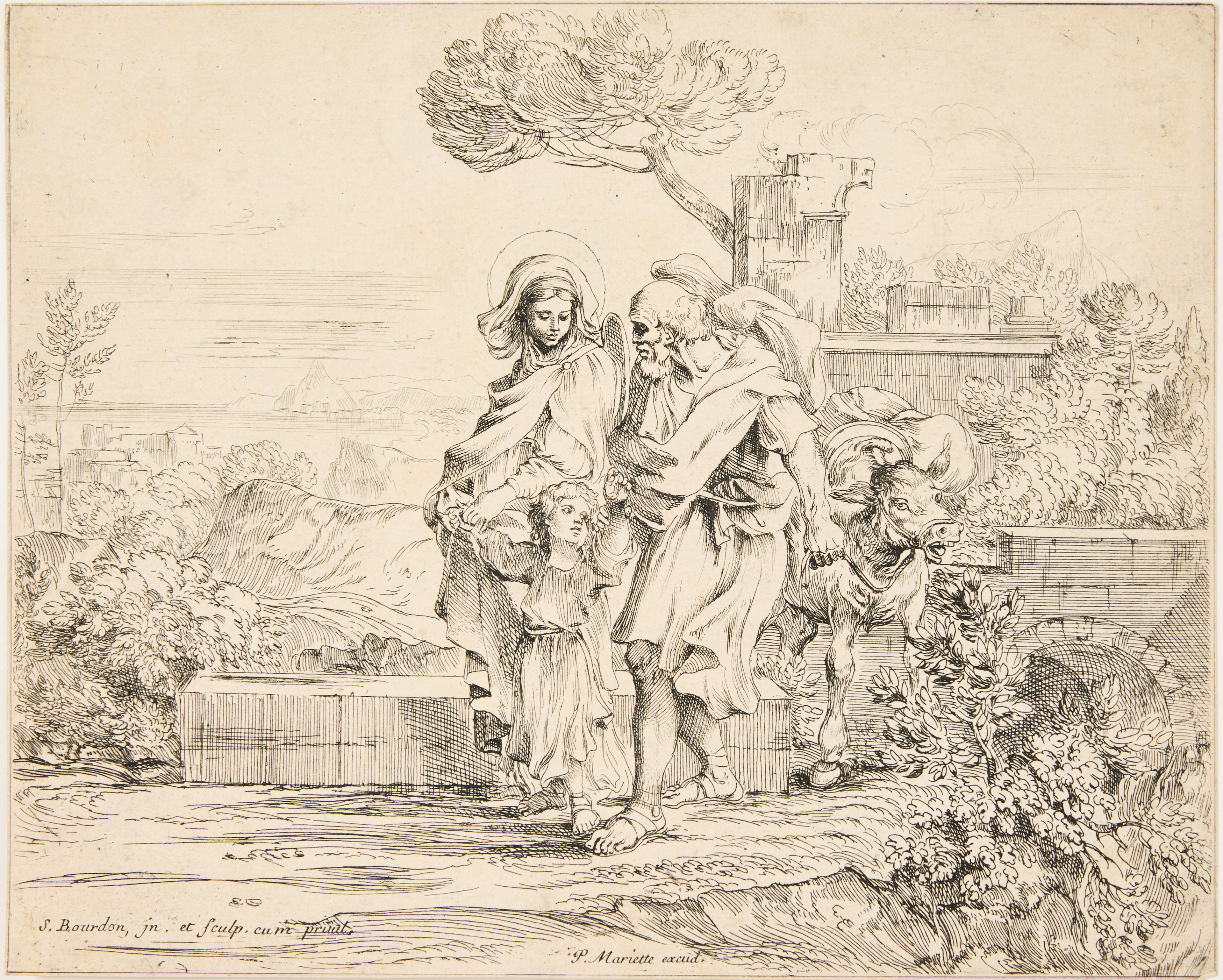 SÉBASTIEN BOURDON (FRANCE 1616-1671). "The Return from the Flight into Egypt".