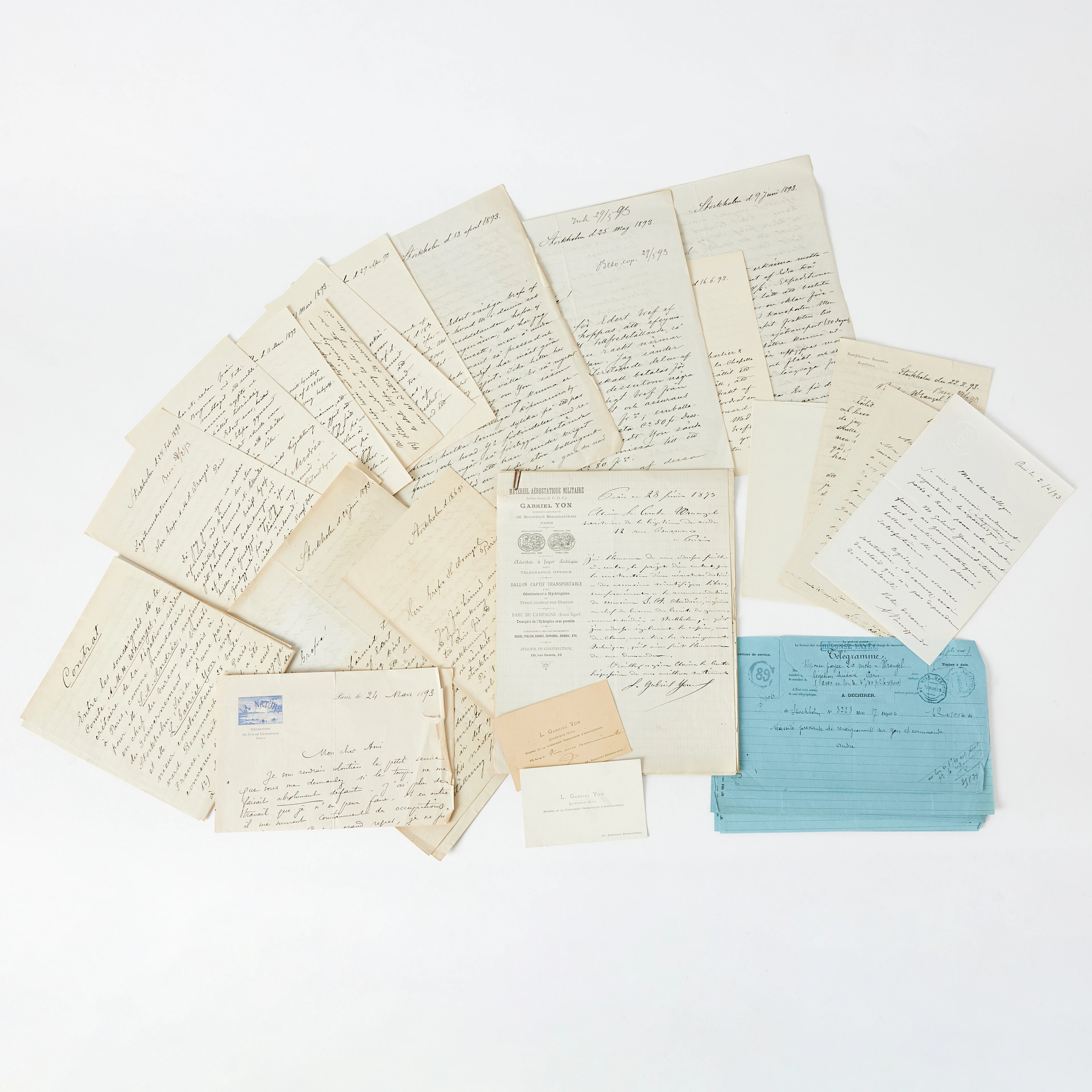 S. A. ANDRÉE, 11 BREV TILL HERMAN WRANGEL SAMT GABRIEL YONS KONTRAKT