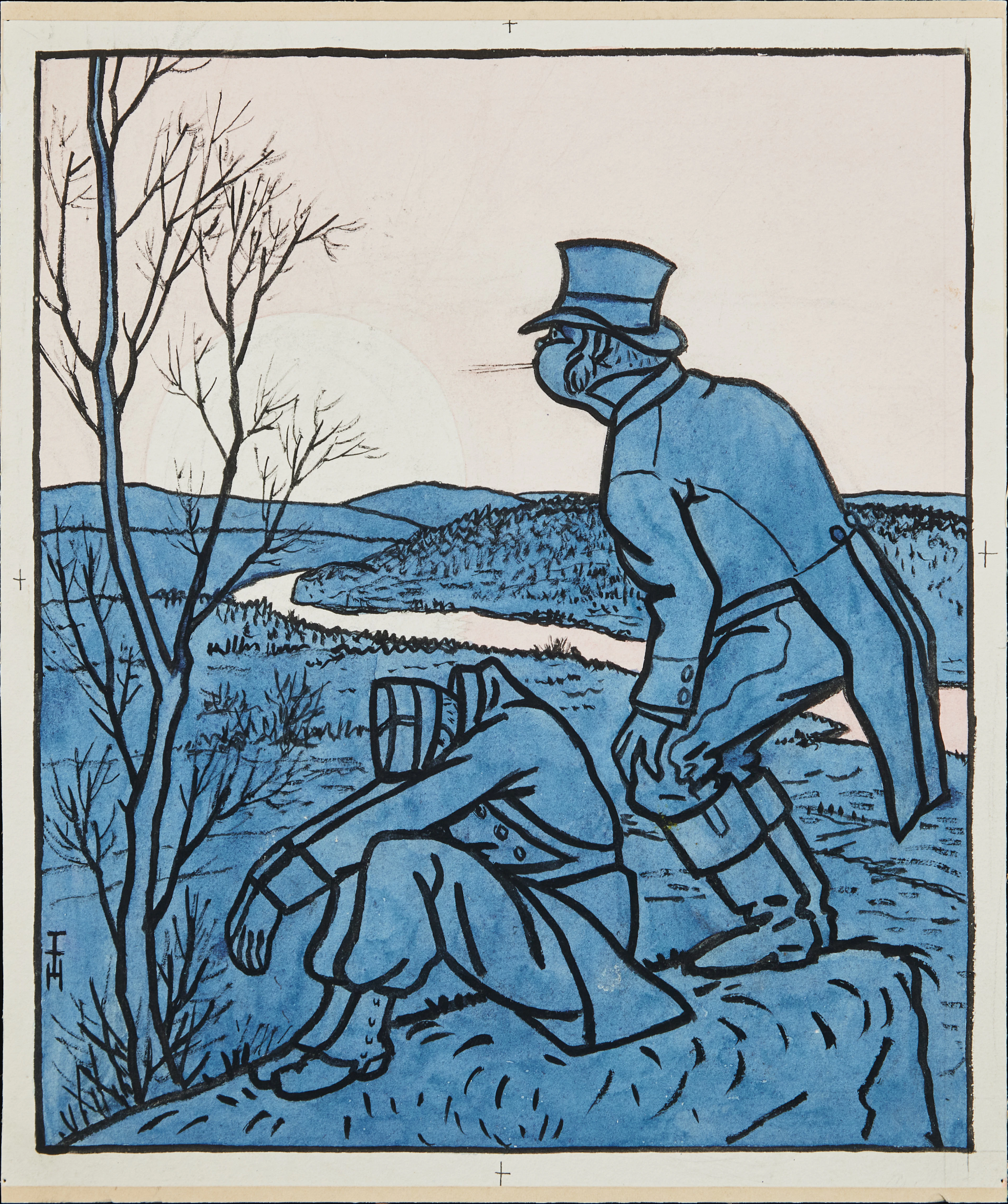 THOMAS THEODOR HEINE. Förlaga till illustration för tidsskriften Simplicissimus