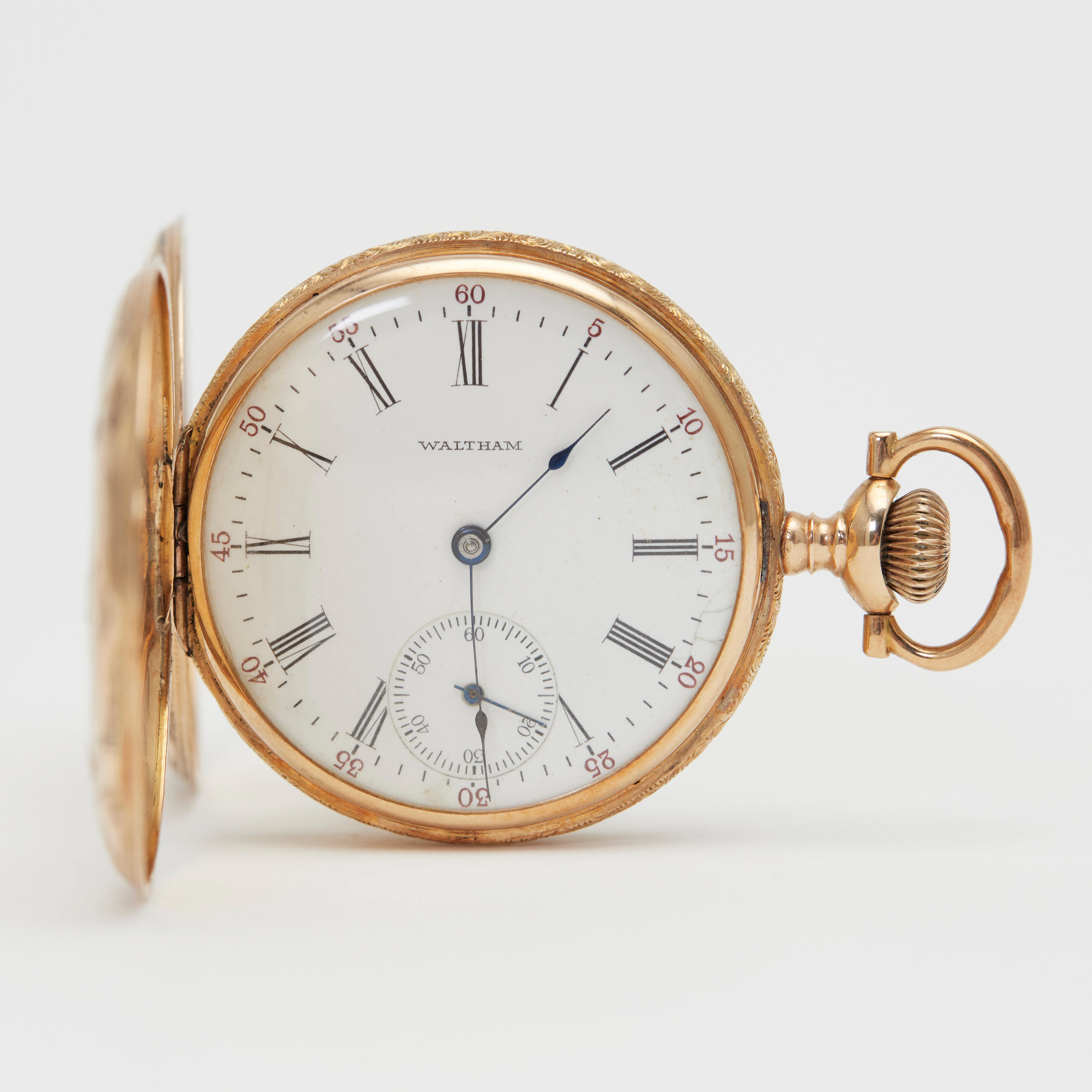 AMERICAN WALTHAM WATCH CO. Savonnette-Taschenuhr, 585er Roségold, um 1906, USA.