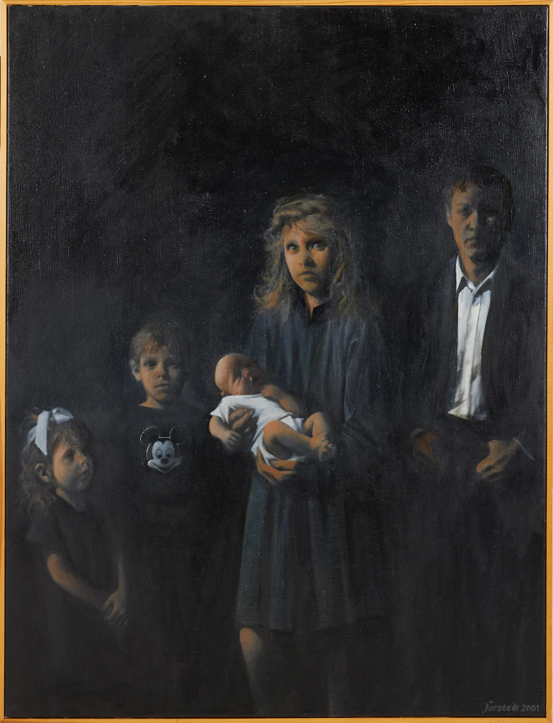 KJELL JÖRSTEDT. Utan titel, familjeporträtt, olja på duk, signerad