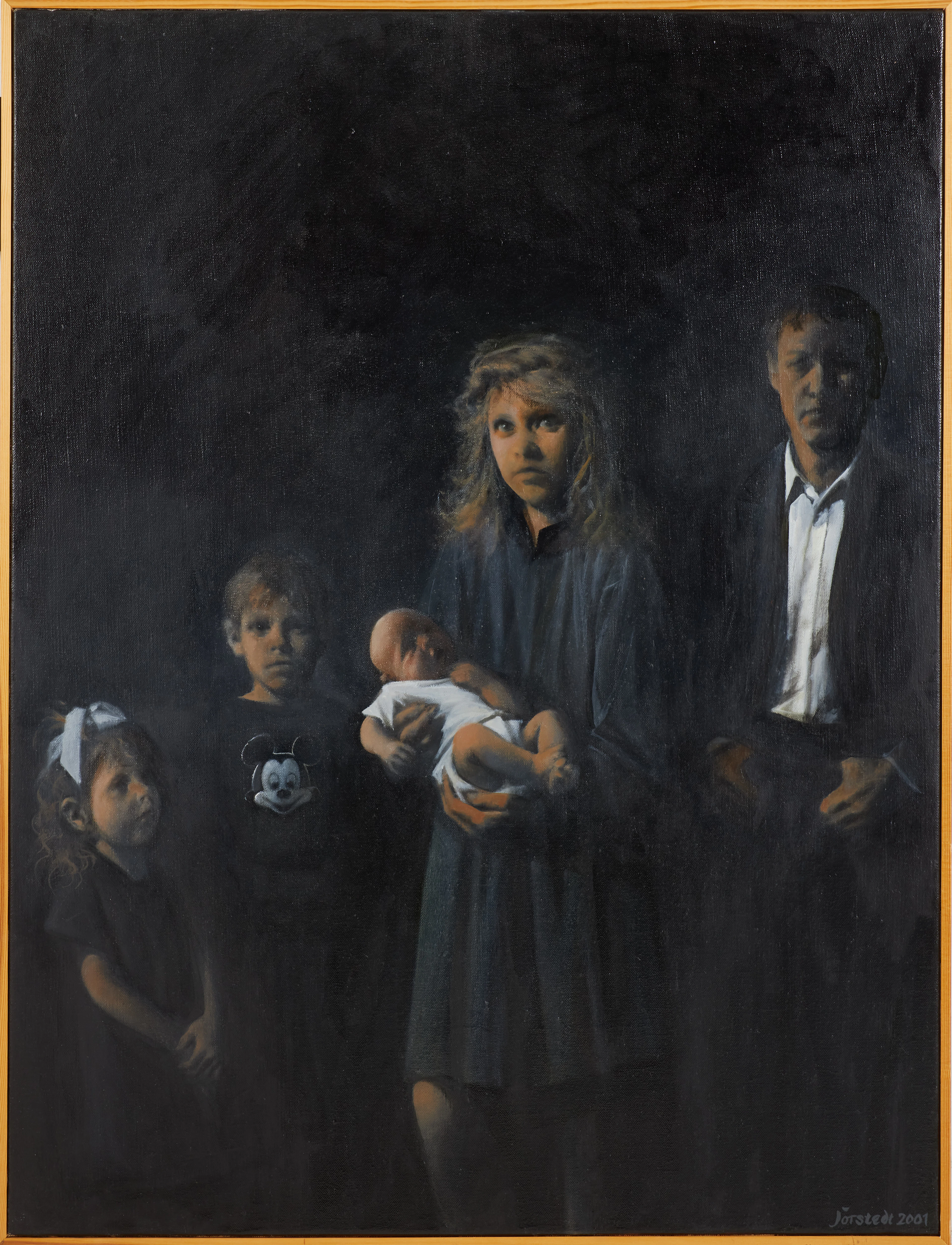 KJELL JÖRSTEDT. Utan titel, familjeporträtt, olja på duk, signerad