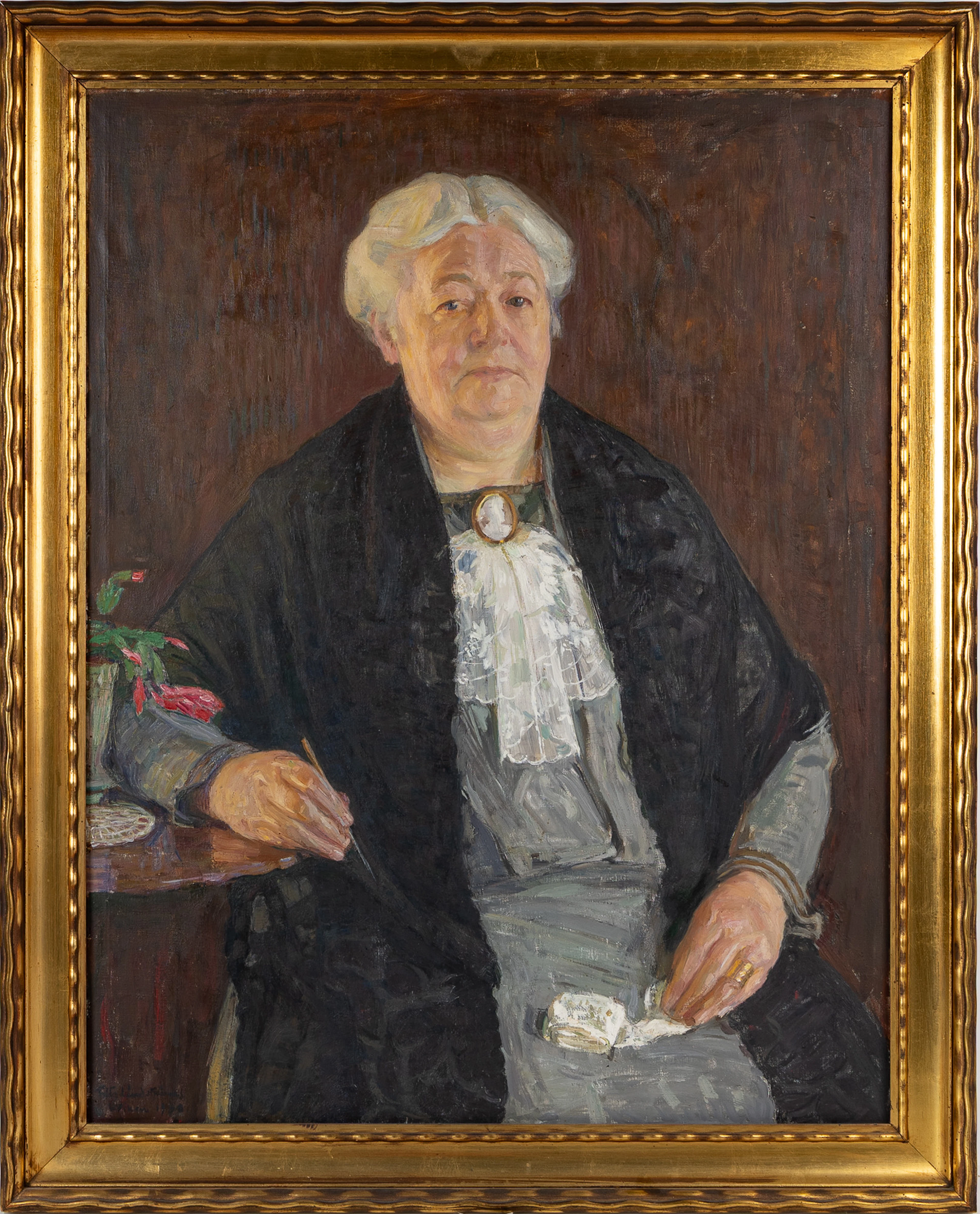 FRITZ LINDSTRÖM (1874-1962). Porträtt av dam, olja på duk.