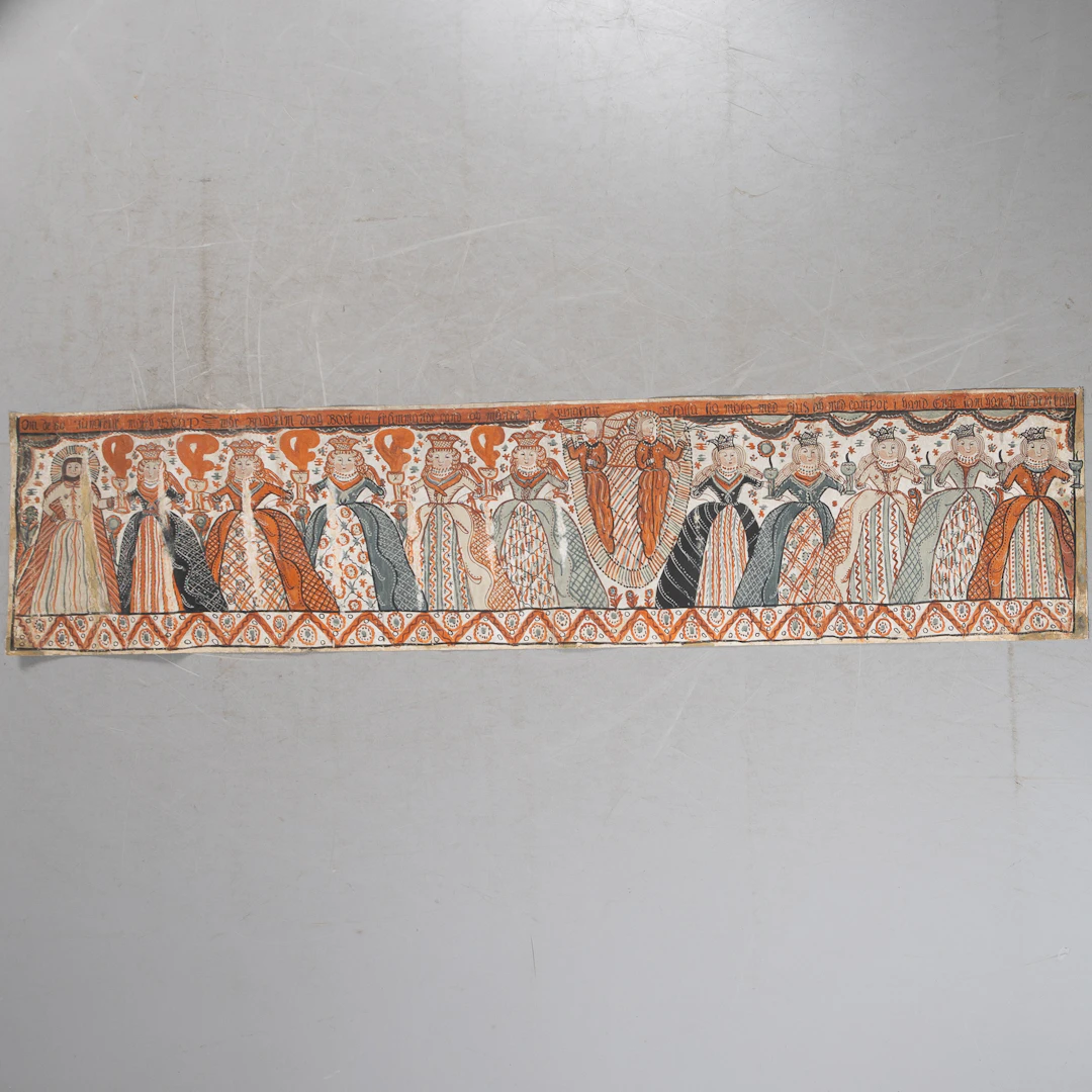 BONADSMÅLNING, de tio jungfruarna, allmoge, Skåne / Halland, 1800-tal.