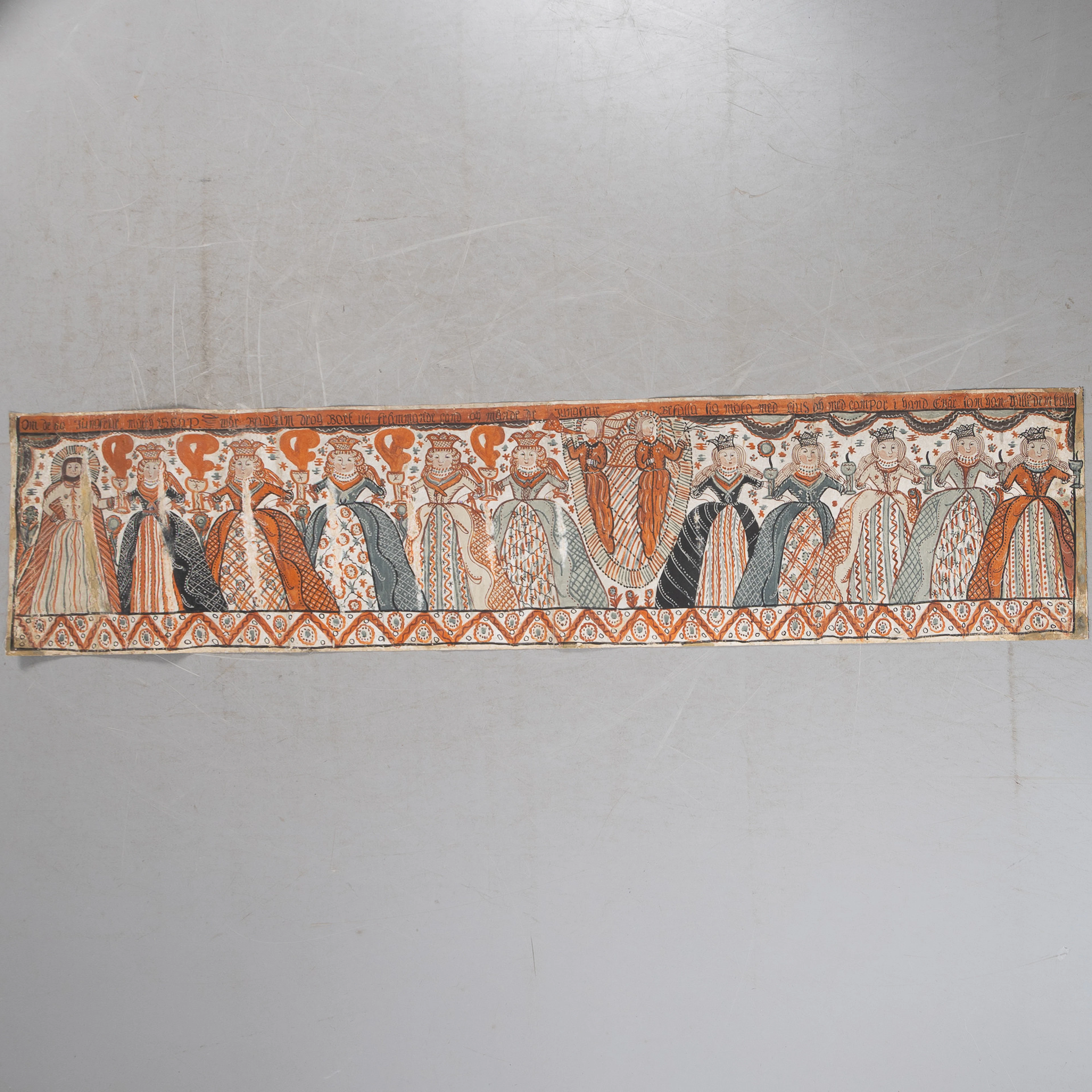 BONADSMÅLNING, de tio jungfruarna, allmoge, Skåne / Halland, 1800-tal.