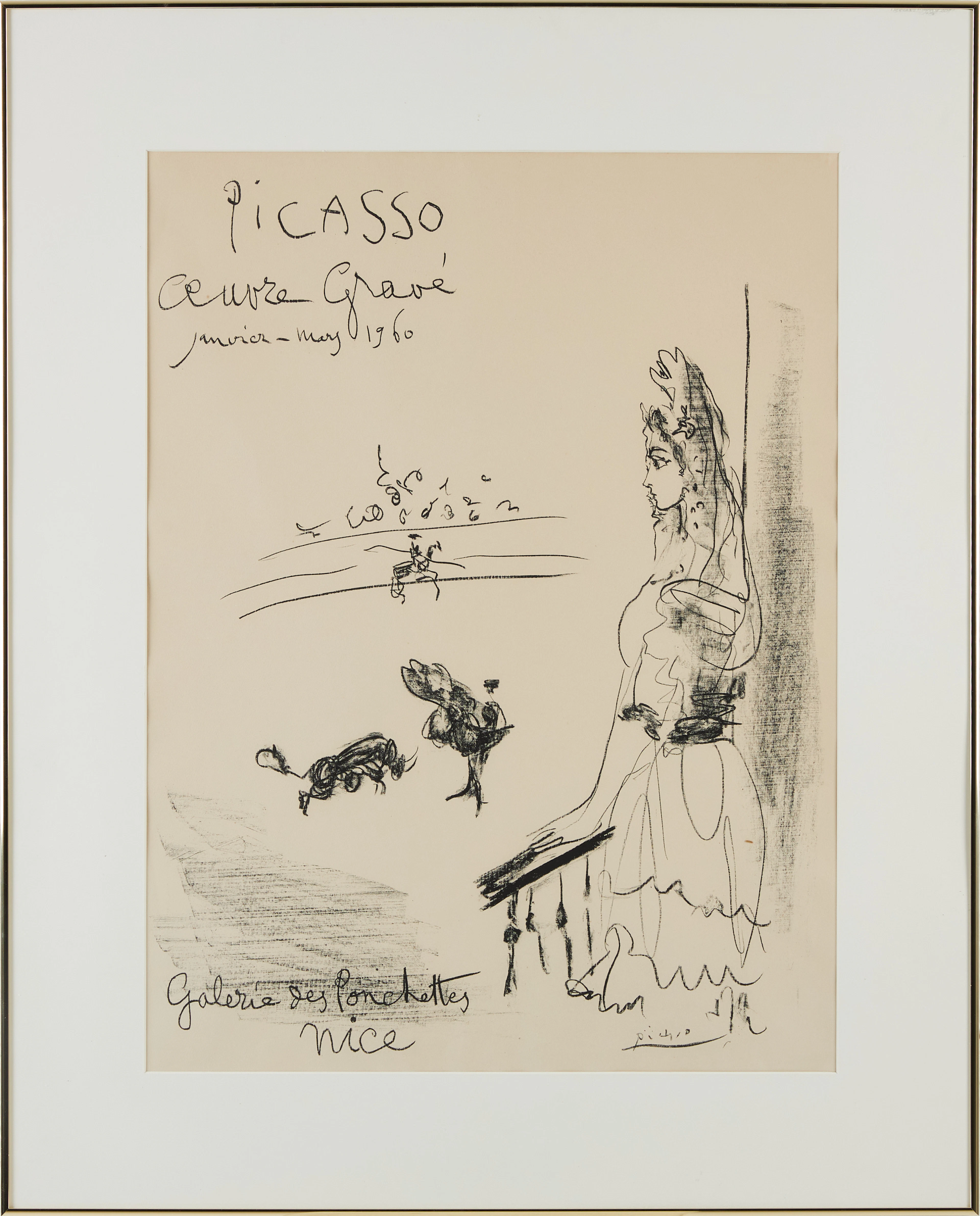 UTSTÄLLNINGSAFFISCH, Picasso "Femme au balcon" Oeuvre Gravé, Galerie
