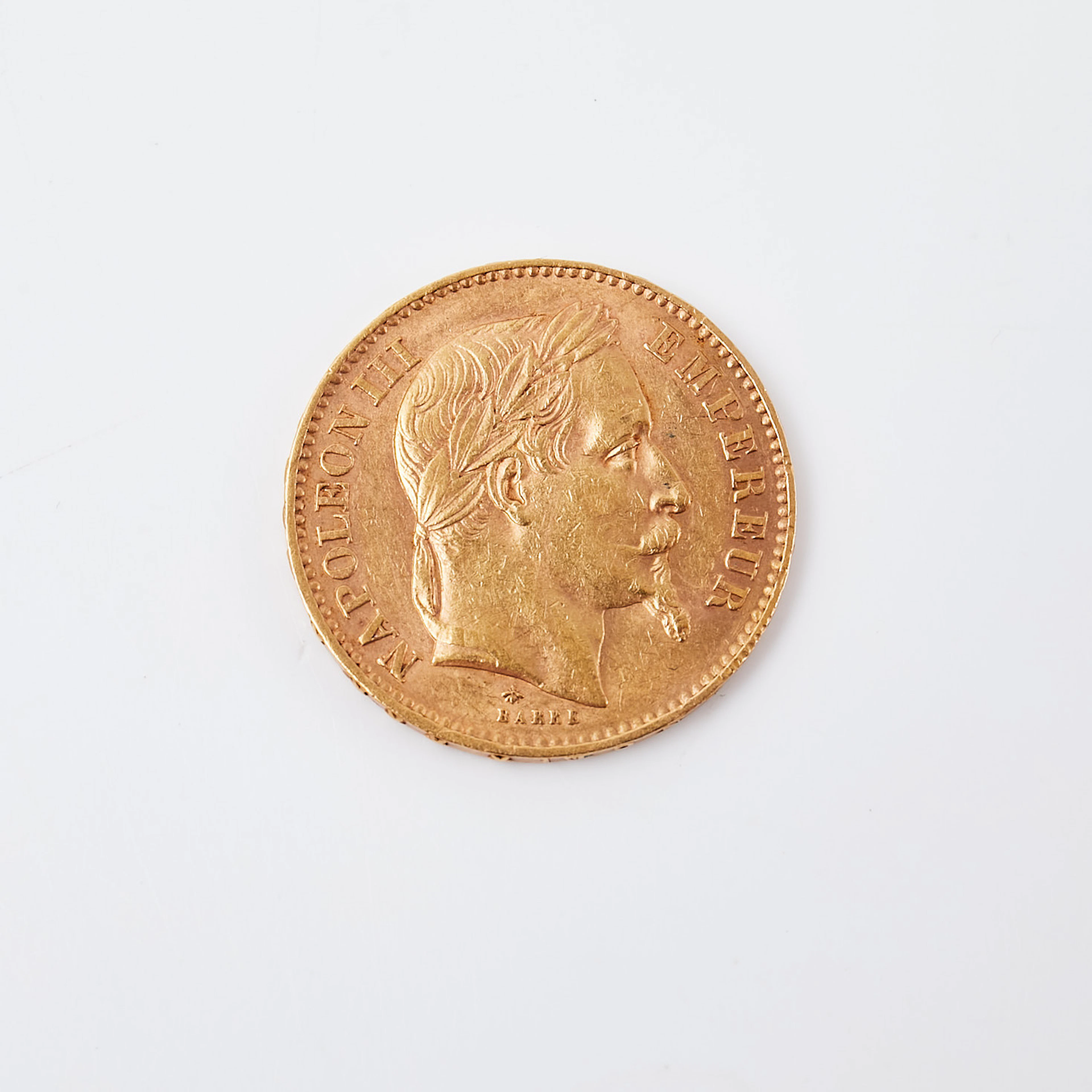 GULDMYNT, Napoleon III, 20 Fr 1866, 21,6 k guld.