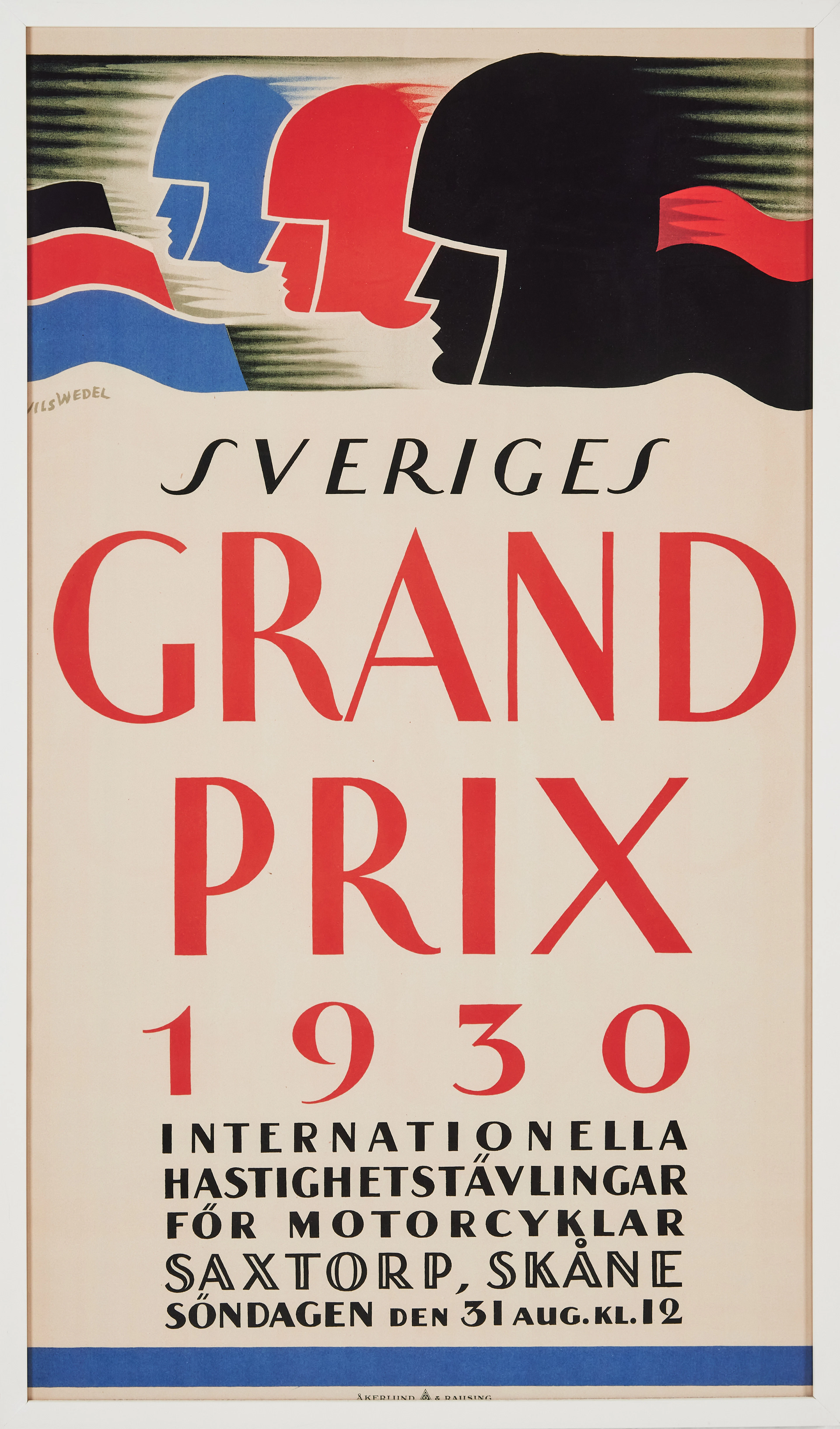 AFFISCH, "Sveriges grand Prix", 1930, konstnär Nils Wedel, reproduktion.