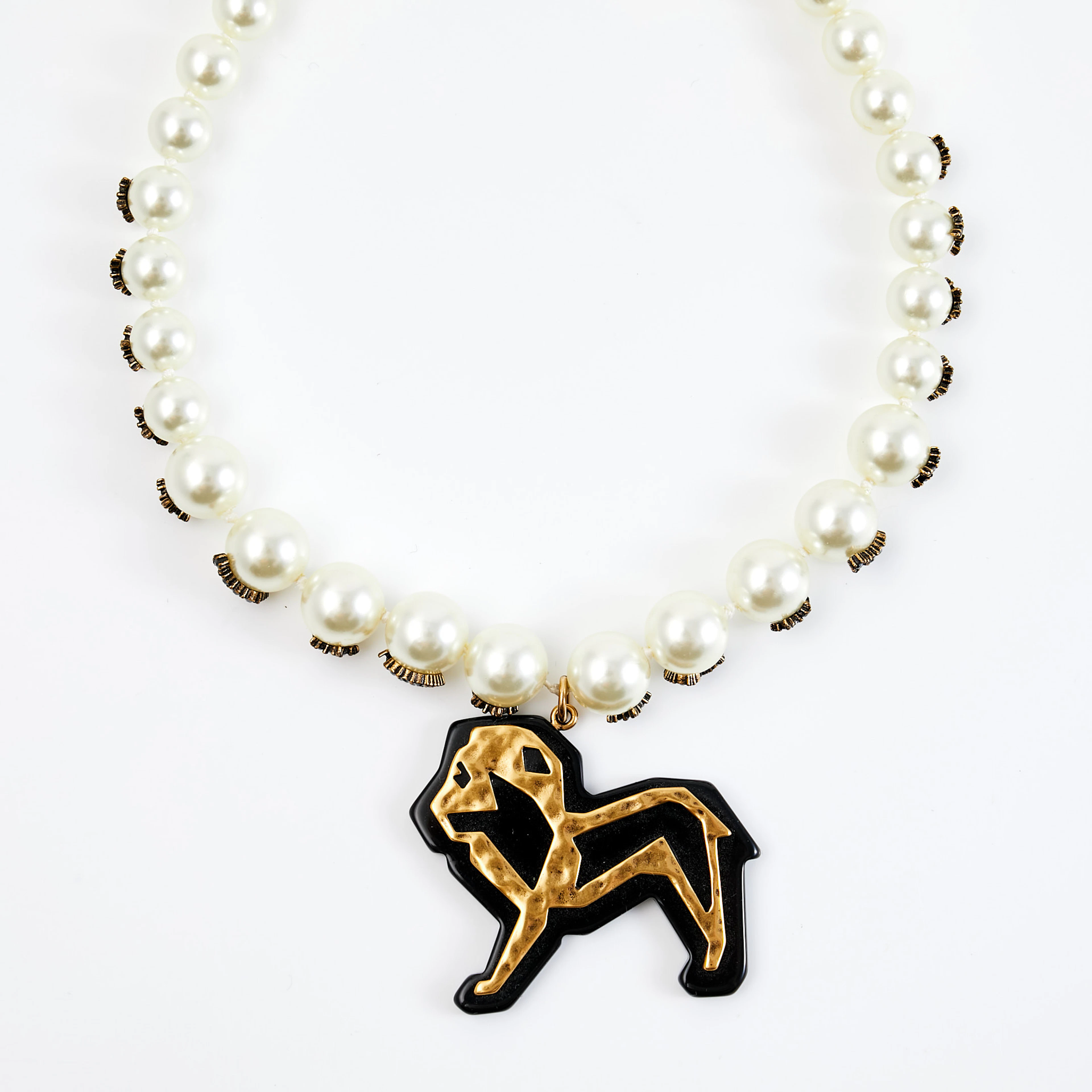 CHRISTIAN DIOR, halsband, faux pearls med dekor av svarta swarovskikristaller