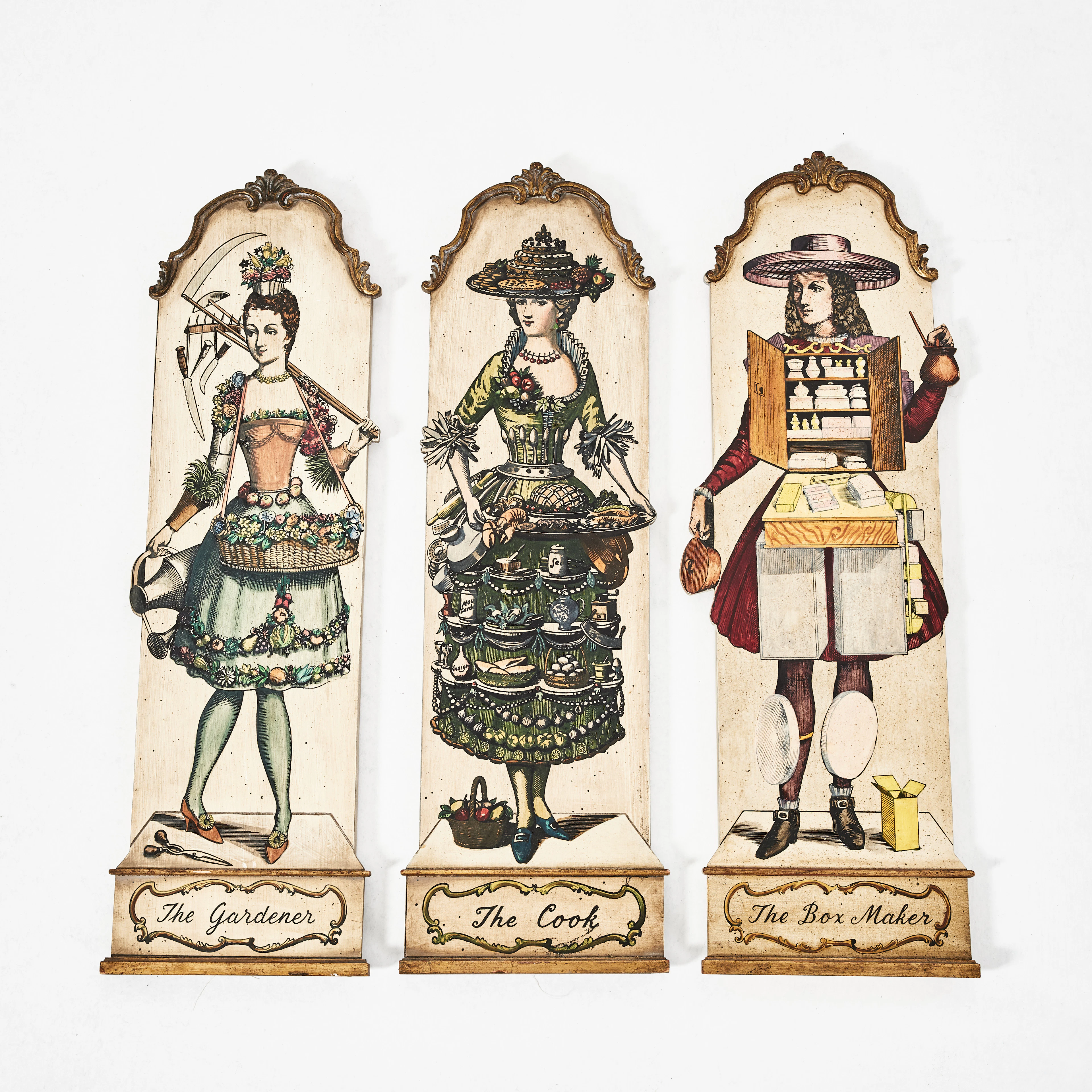 PANELER, 3 st., polykrom dekor, Palladio, Italien, 1900-talets andra hälft.