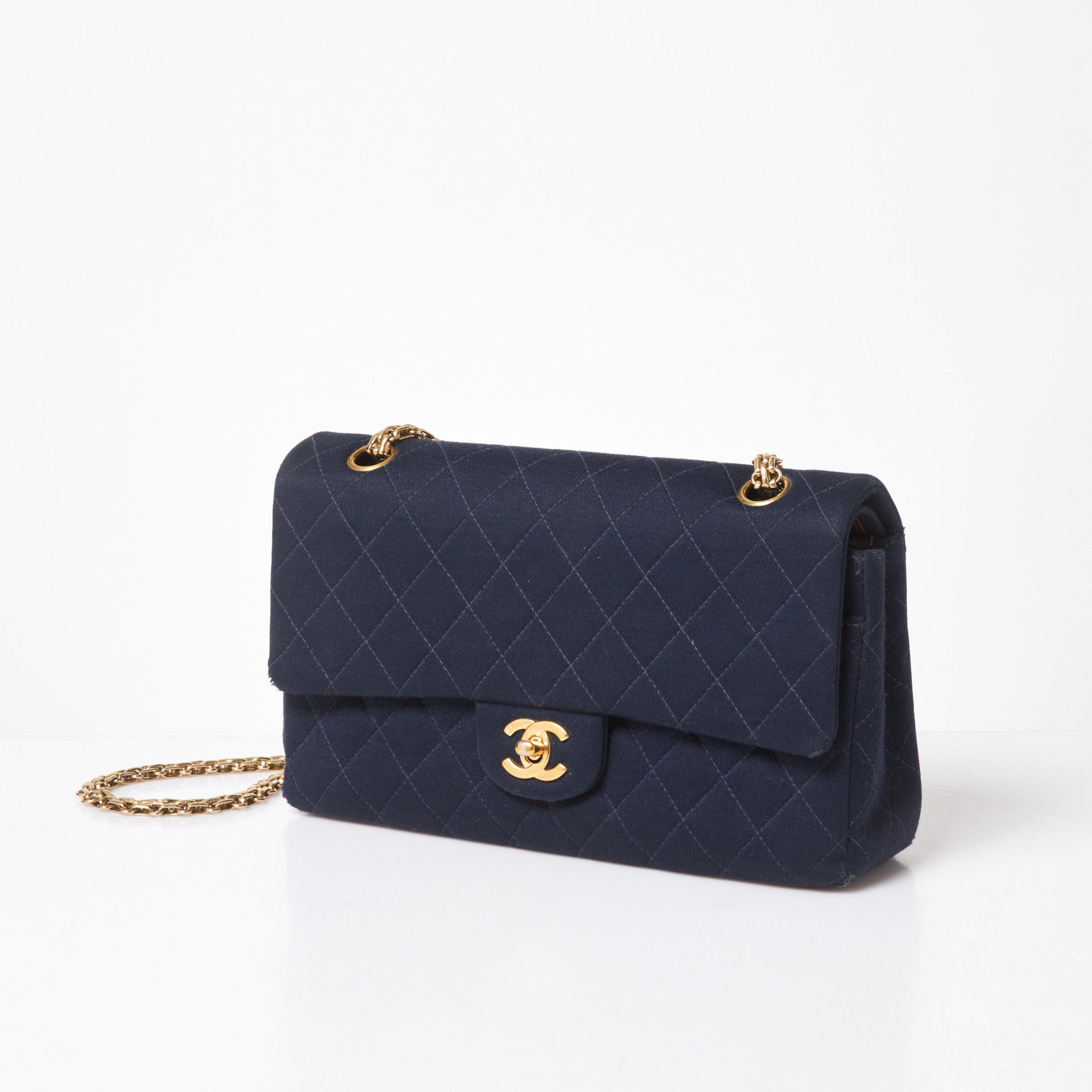 CHANEL, 2.55 Reissue 225 Jersey Double Flap, handväska, marinblå