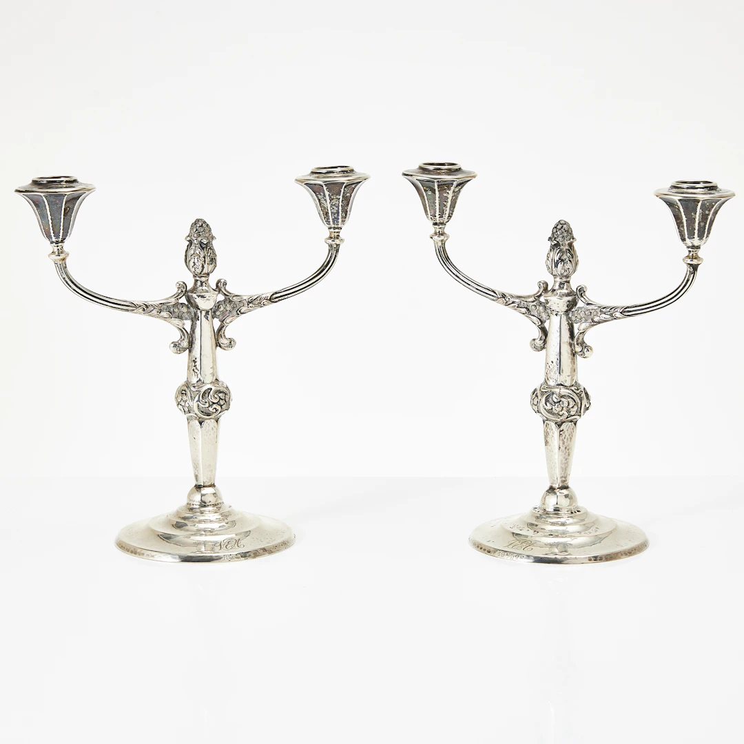 LJUSSTAKAR, 1 par, silver, K Anderson, Stockholm 1925.