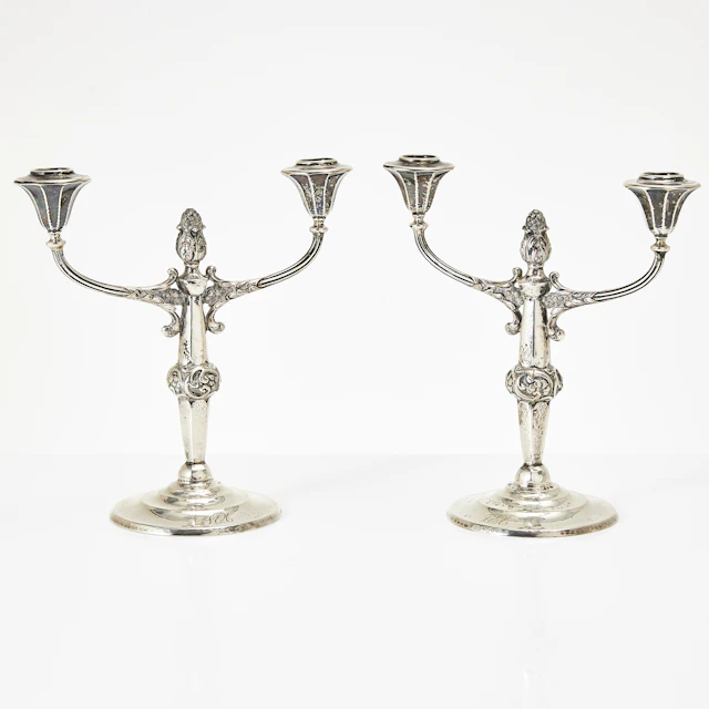LJUSSTAKAR, 1 par, silver, K Anderson, Stockholm 1925.