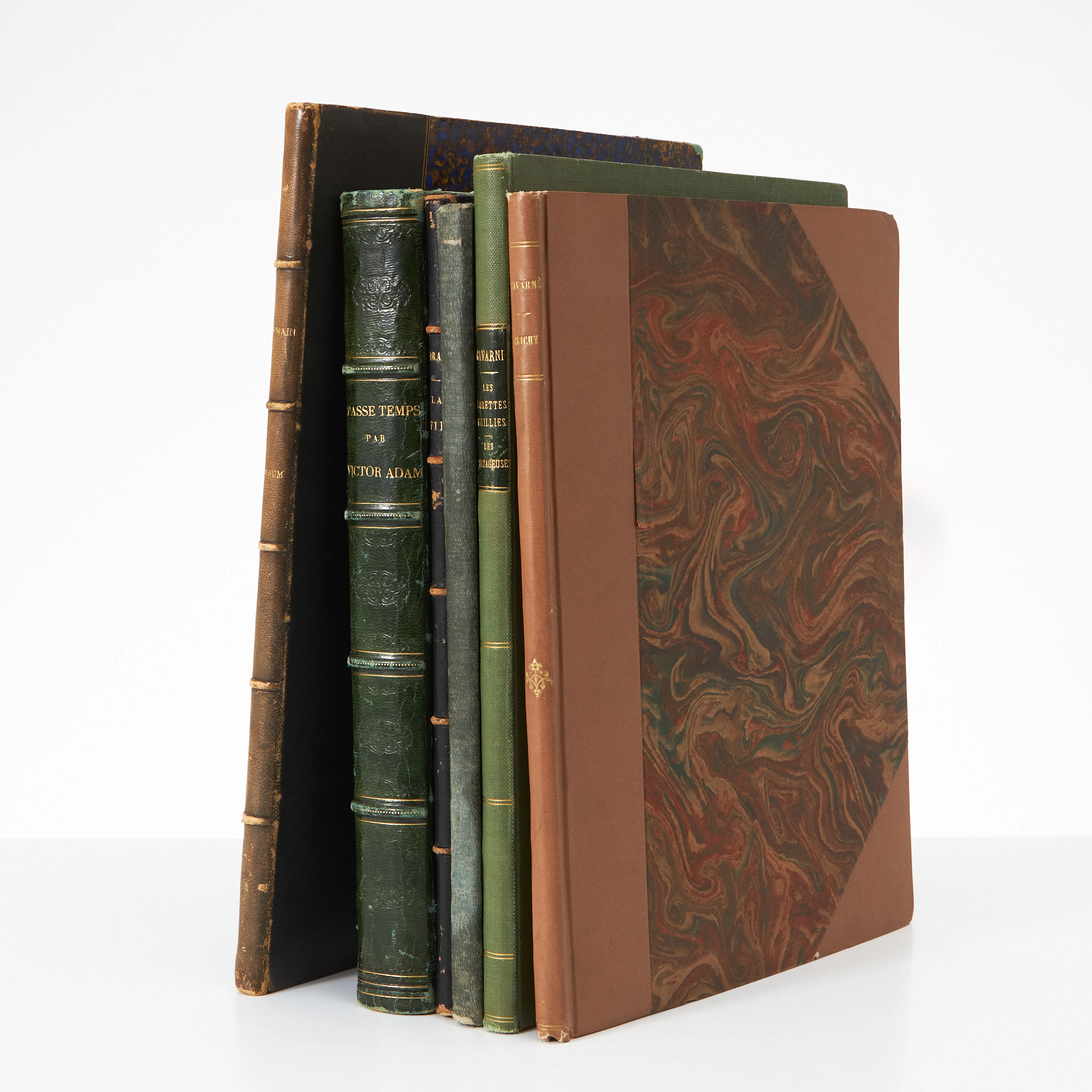 SAMLING FRANSKA KARIKATYRALBUM, 1800-TAL, 6 VOLYMER.