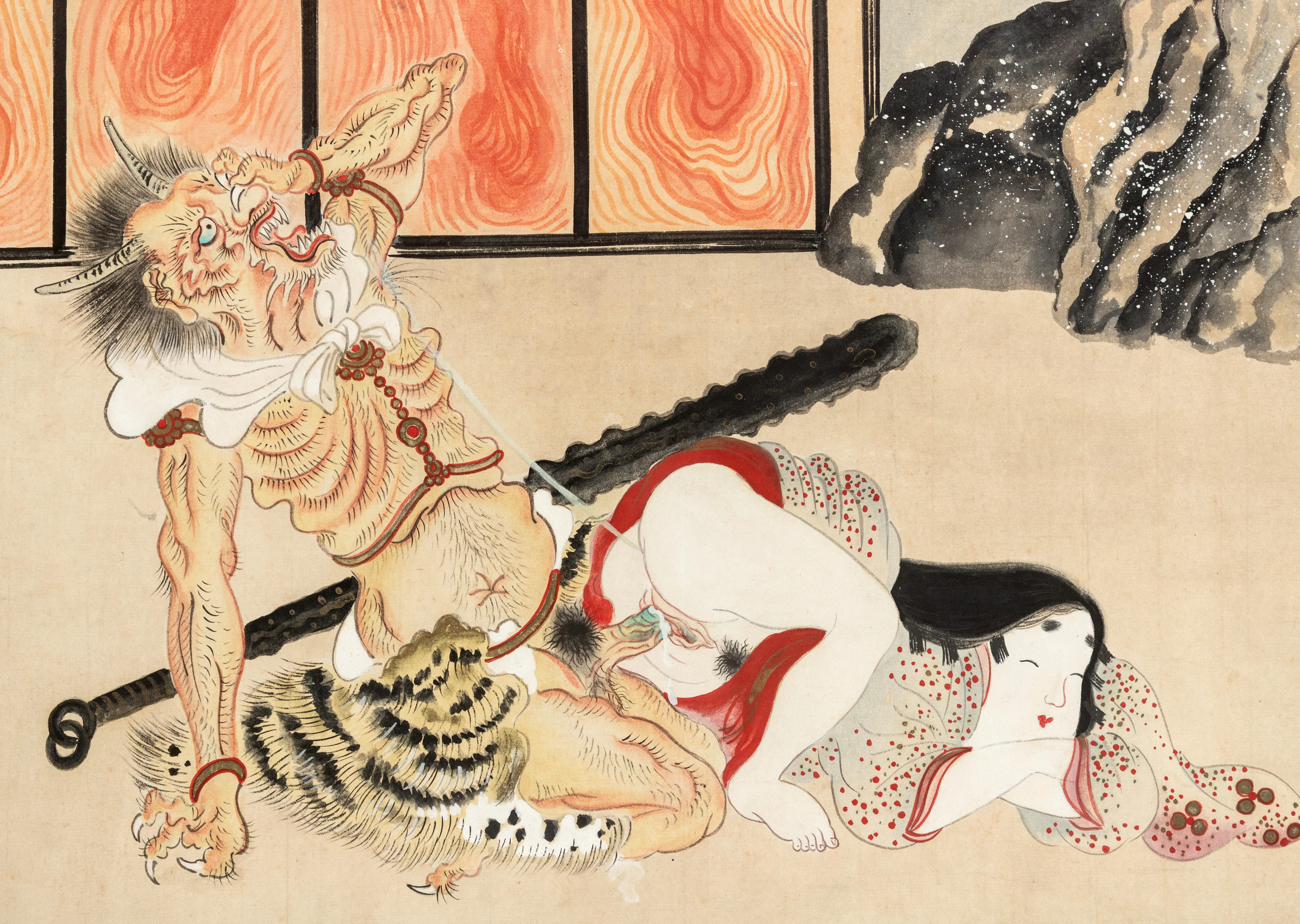 JAPANISCHE SCHULE. Kakemono: Shunga. Taishō- / frühe Shōwa-Zeit.