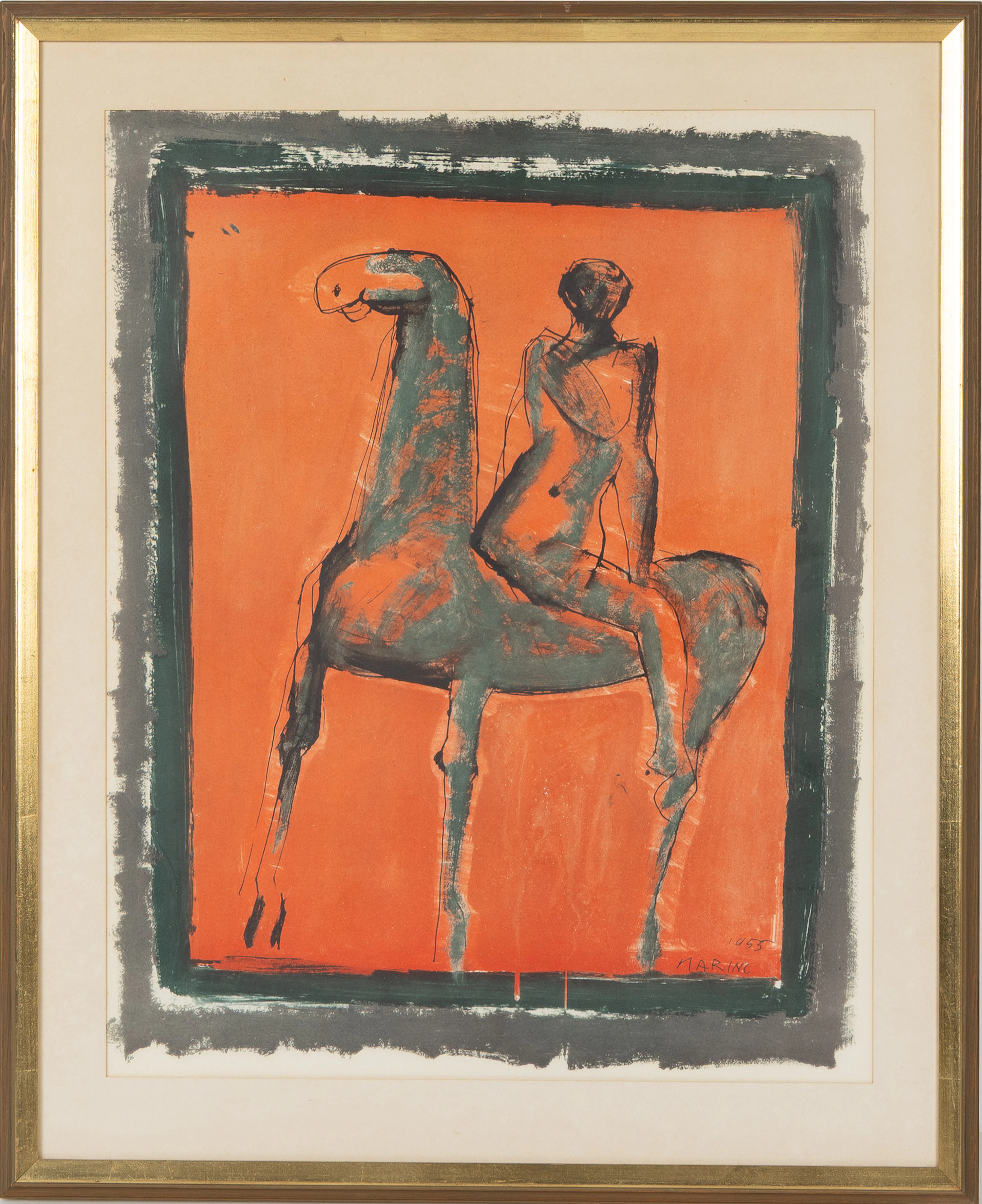 MARINO MARINI. EFTER. "Le Cavalier" (The Rider), färglitografi, signerad