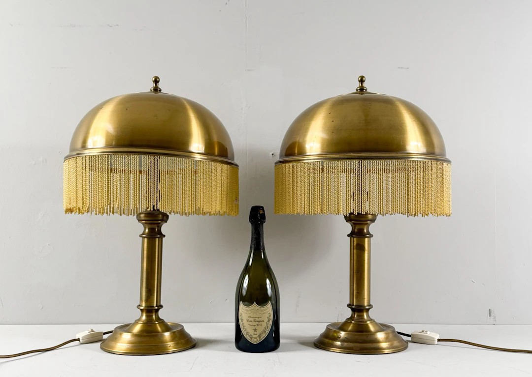 2er Set Messing Lampen im Art Deco Stil von Sölken Leuchten, Deutschland