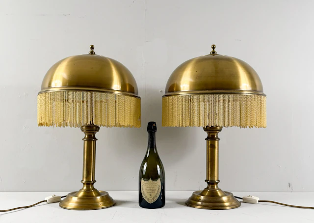 2er Set Messing Lampen im Art Deco Stil von Sölken Leuchten, Deutschland