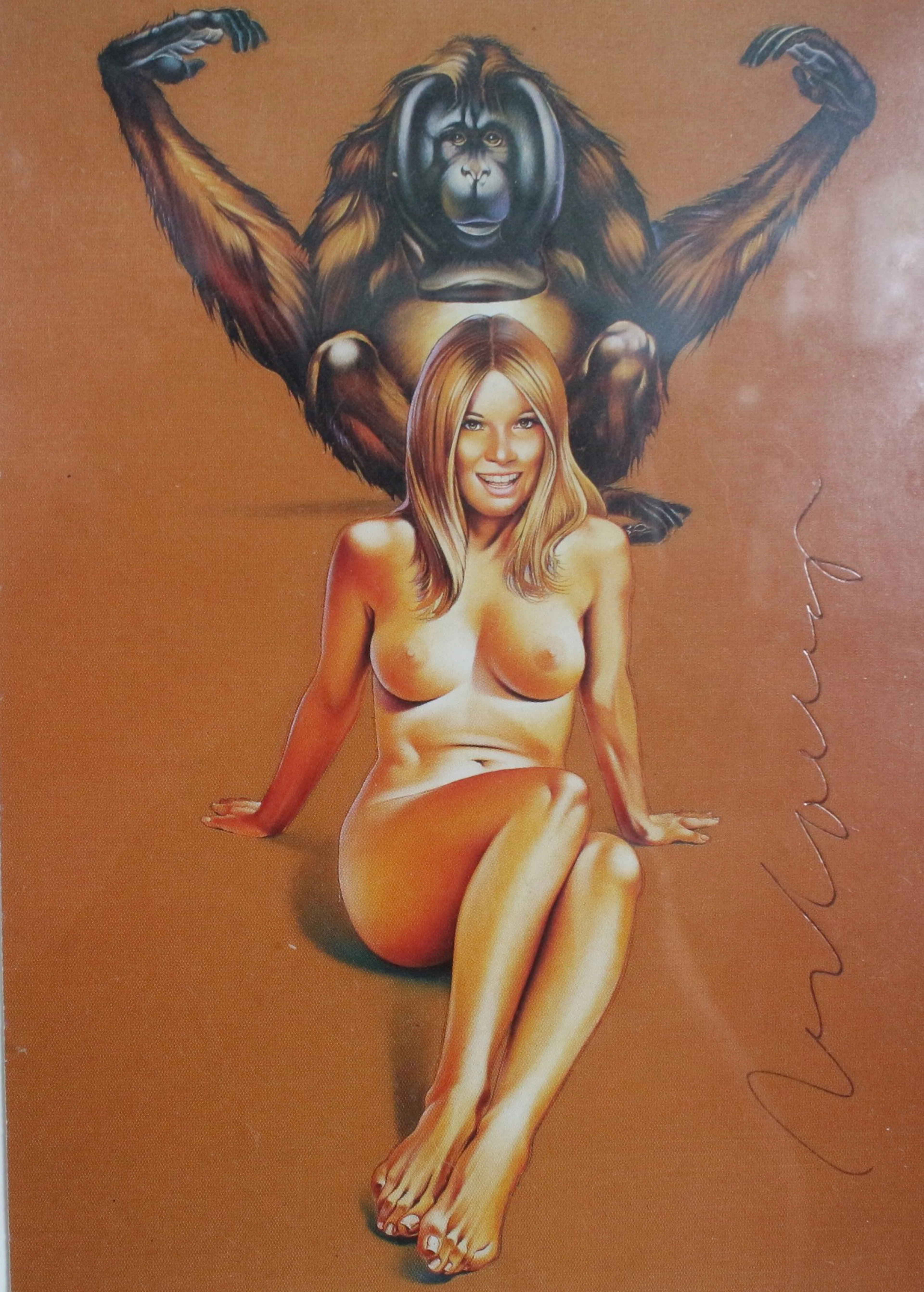 MEL RAMOS (1935-2018). NACH. Druckgrafik , '' Pin up Girl mit Orang-Utan