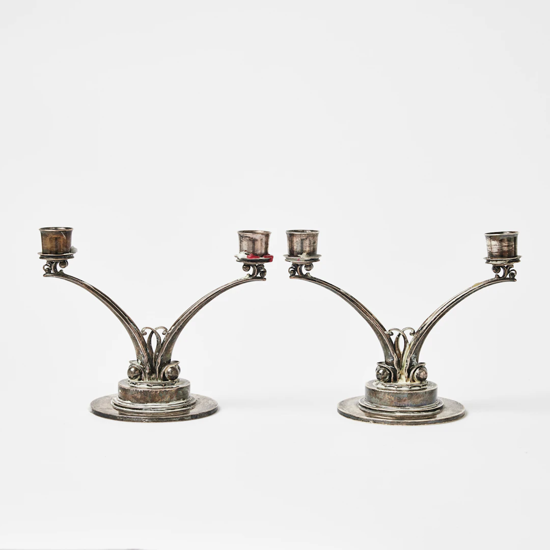 HARALD NIELSEN. Ljusstakar, ett par, modell 278, sterlingsilver, för