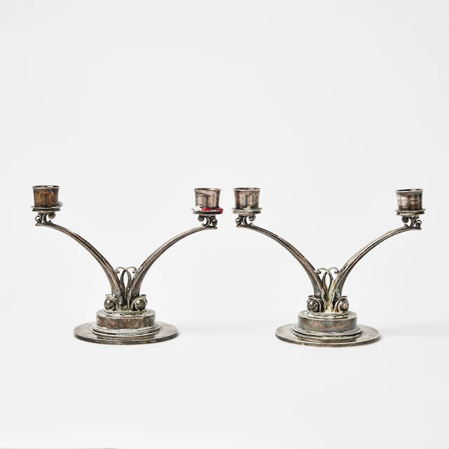 HARALD NIELSEN. Ljusstakar, ett par, modell 278, sterlingsilver, för