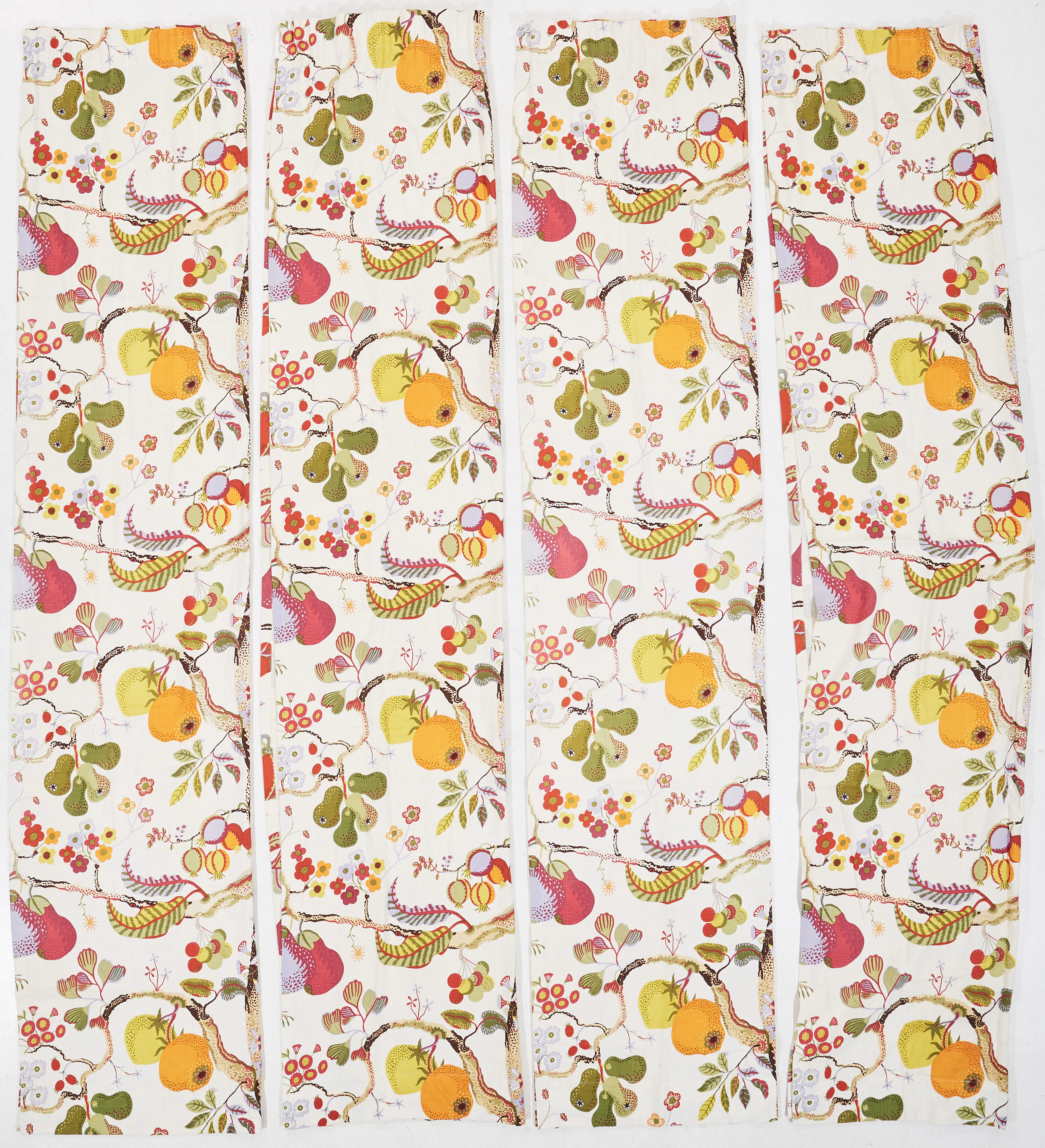 JOSEF FRANK. Gardinvådor, 4 st, "Vegetable tree".