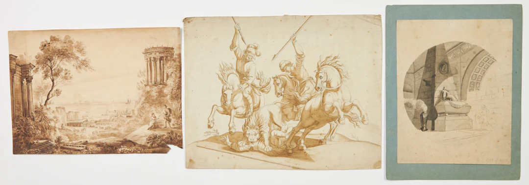 OIDENTIFIERADE KONSTNÄRER. Akvareller, 3 st, 1800-tal.