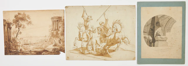 OIDENTIFIERADE KONSTNÄRER. Akvareller, 3 st, 1800-tal.