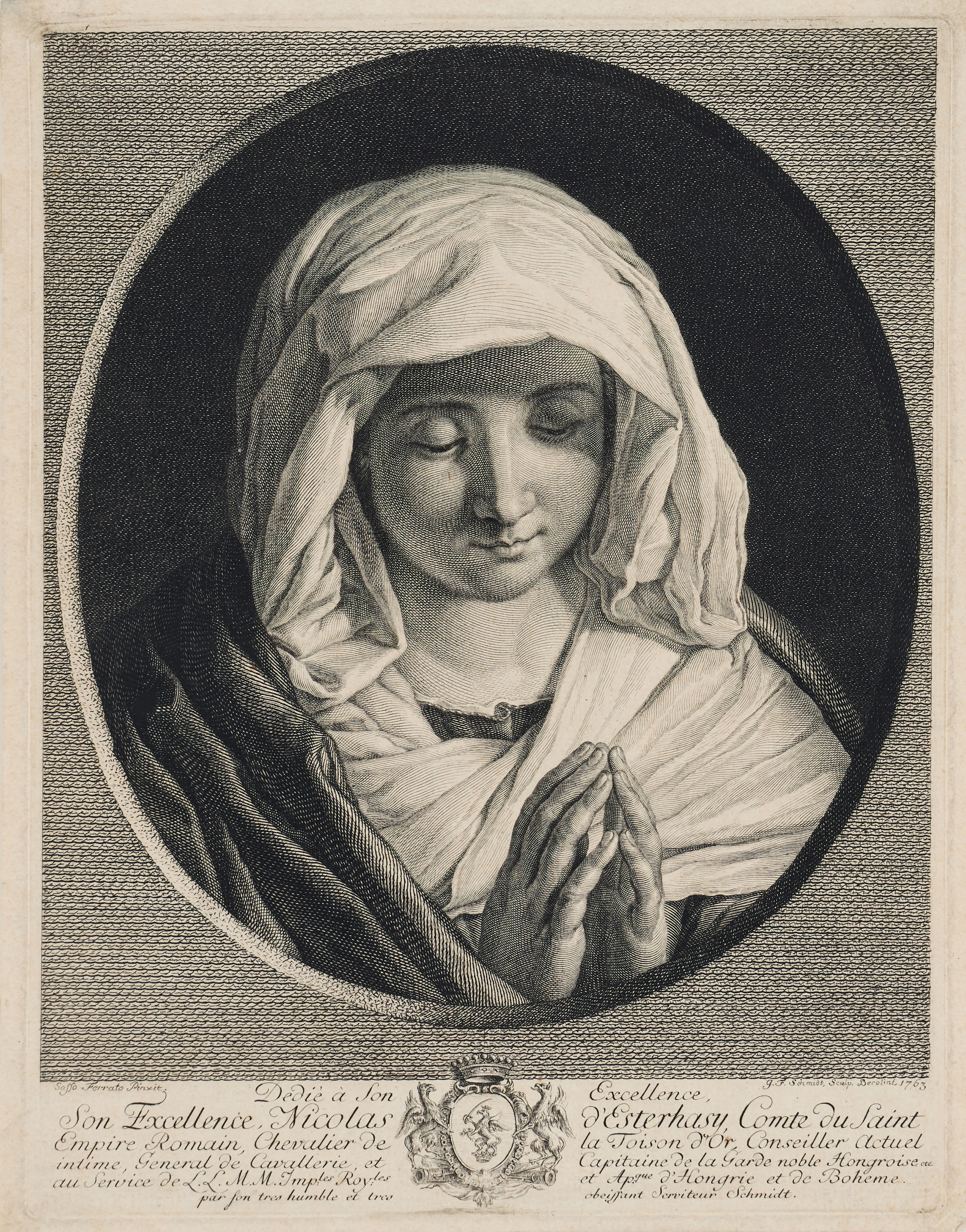 GEORG FRIEDRICH SCHMIDT (GERMANY 1712-1775). "Madonna in Prayer".