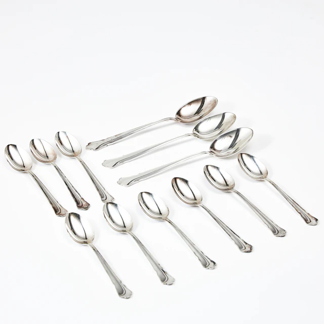 BESTICK, 9+3 skedar, silver, modell Chippendale, GAB, 1970-tal.