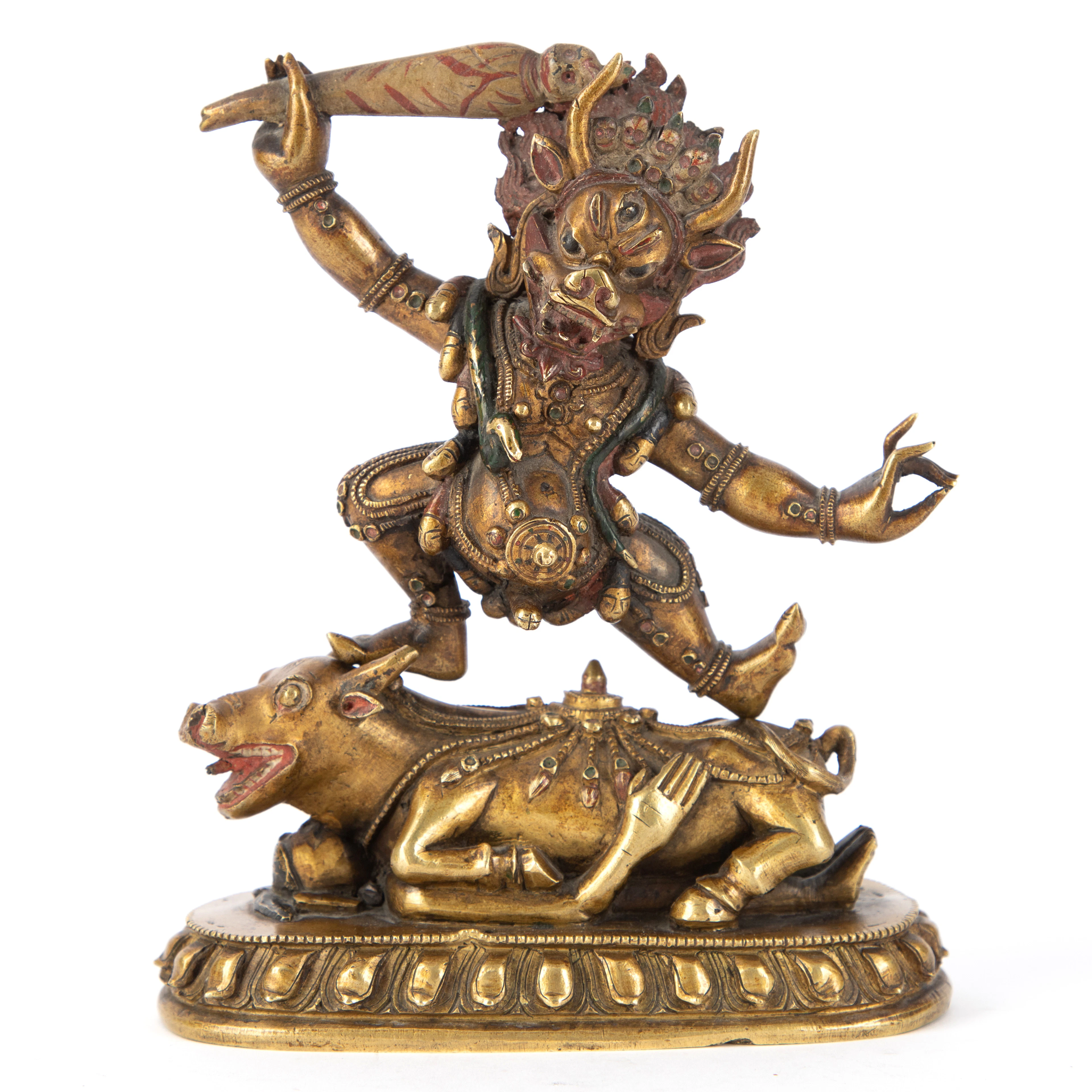 Bronzefigur des Vajrabhairava / Rakta Yamari (Rote Yamantaka), Tibet