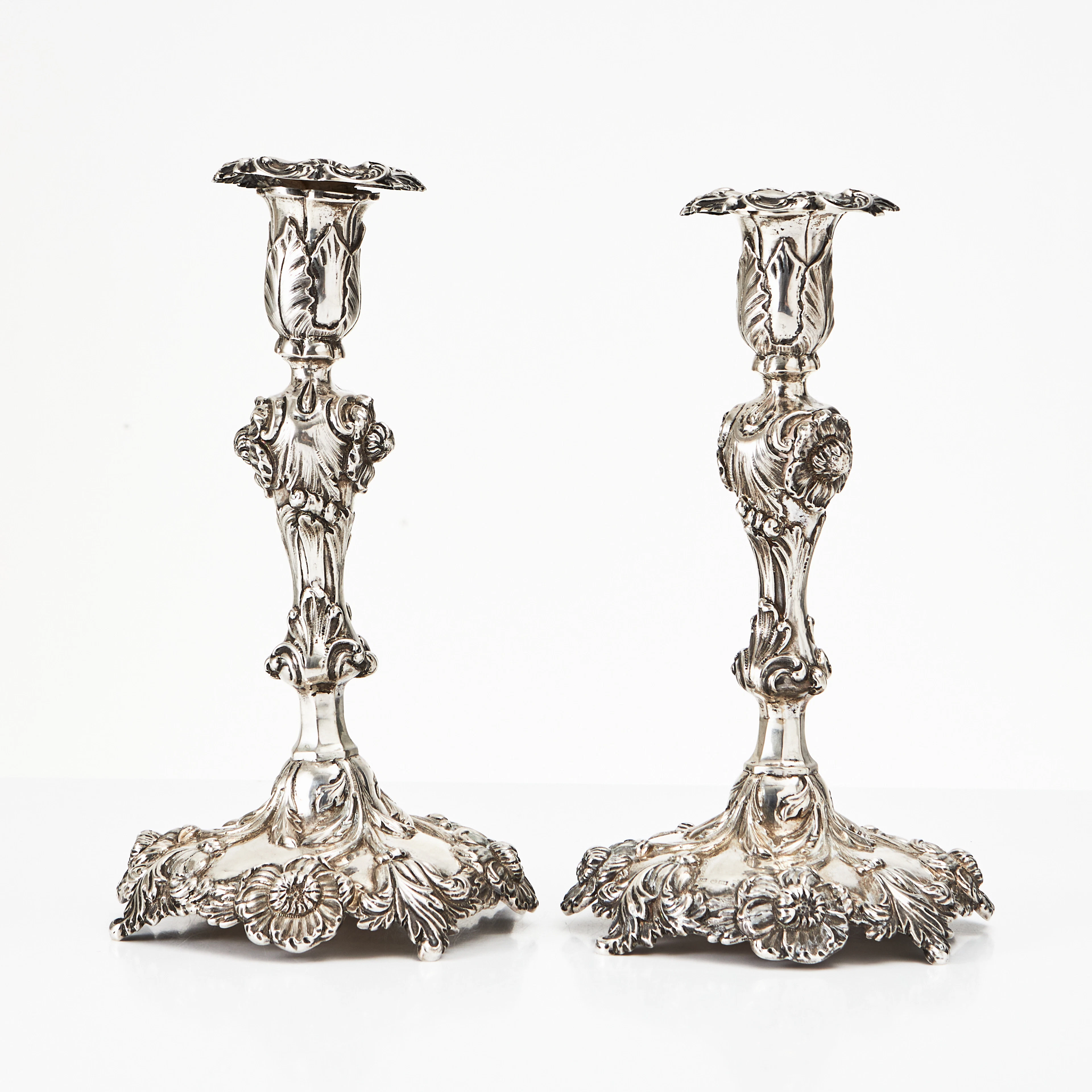 CHRISTIAN HAMMER. Ljusstakar, 1 par, silver, Stockholm. 1800-talets