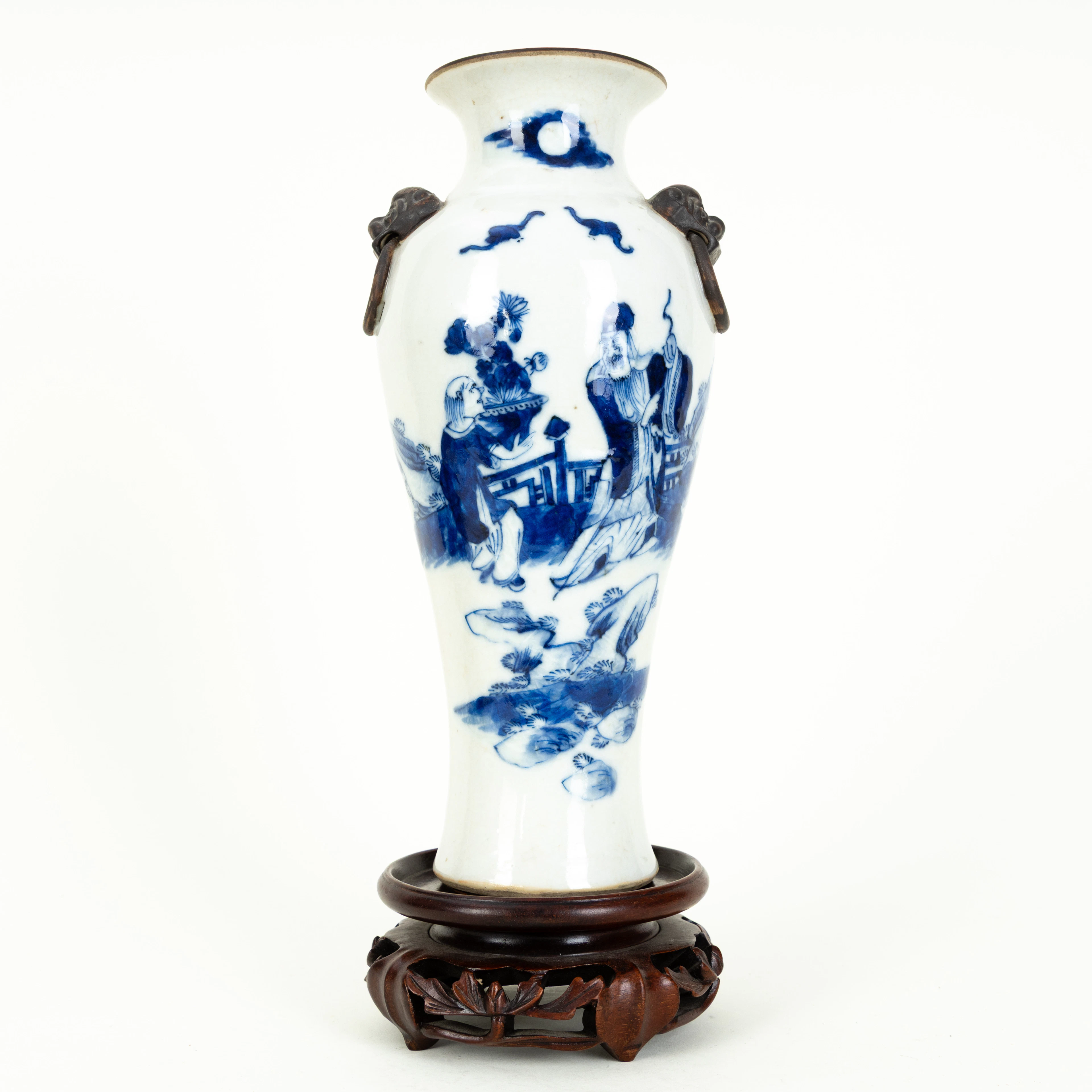 Blau-weiße Henkelvase, Chenghua-Marke, China, um 1900.