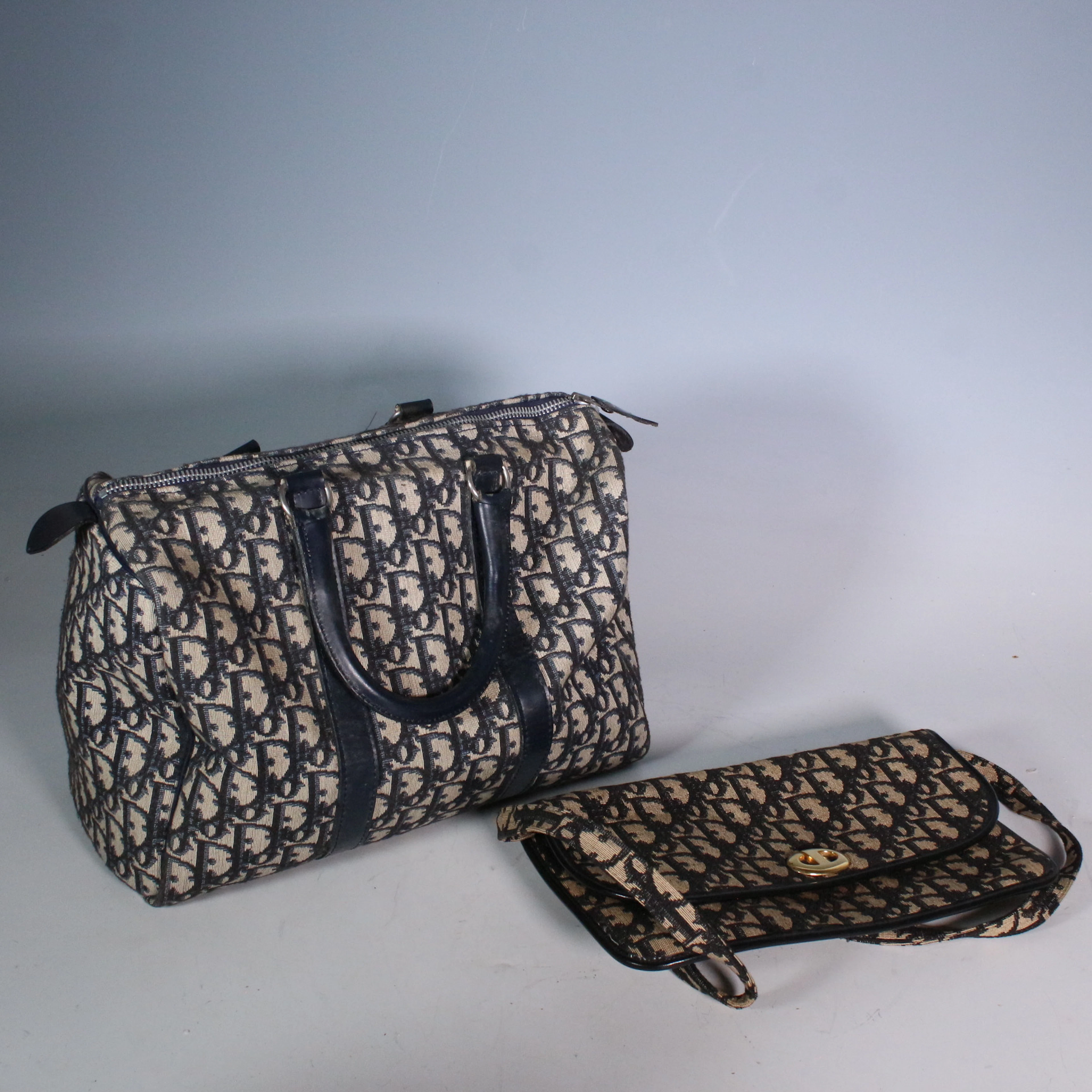 DIOR. Vintage Boston Bag und kleine Umhängetasche mit Trotter-Muster, 1970er.