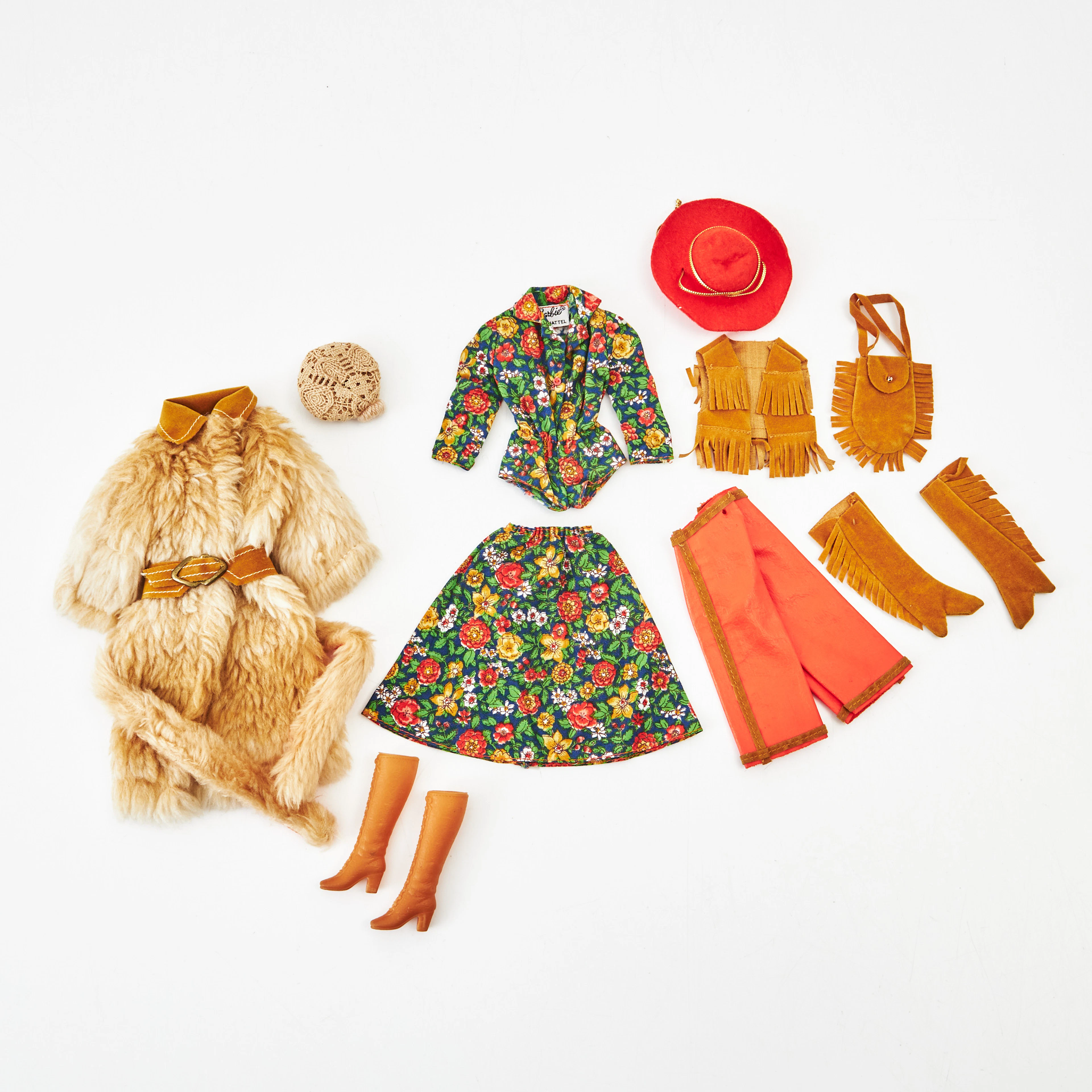 BARBIE, Outfits, (2), #3434 Fun Fur, #3436 Gaucho Gear, (1971-1972), Mattel.