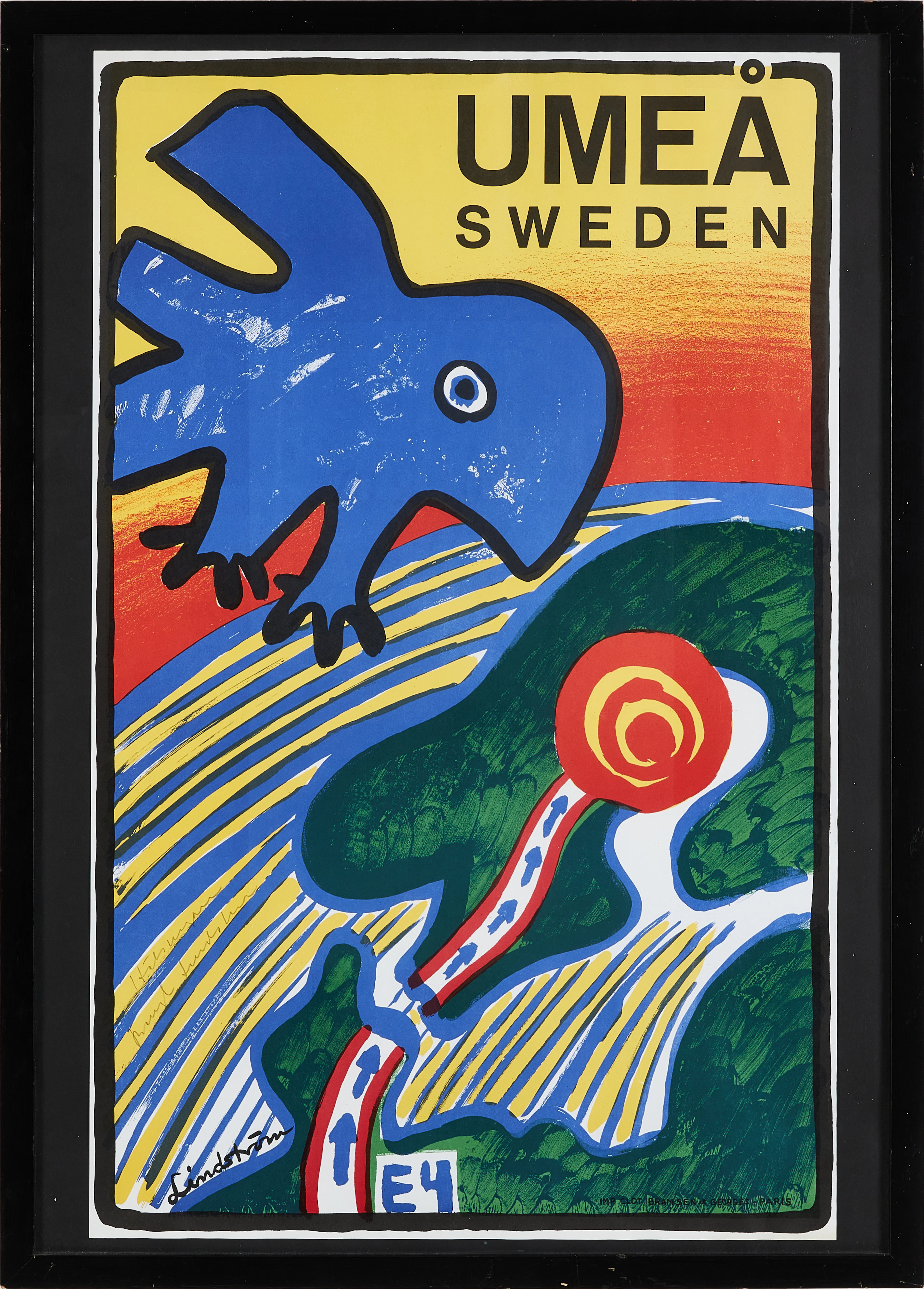 BENGT LINDSTRÖM. "Umeå", litografisk affisch, signerad i trycket och