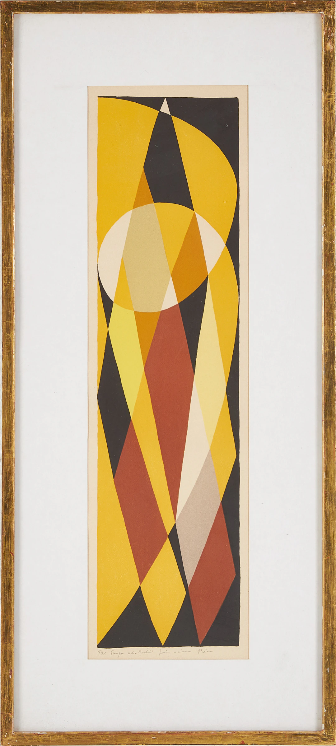 PIERRE OLOFSSON. Abstrakt komposition, grafiskt blad, med dedikation.