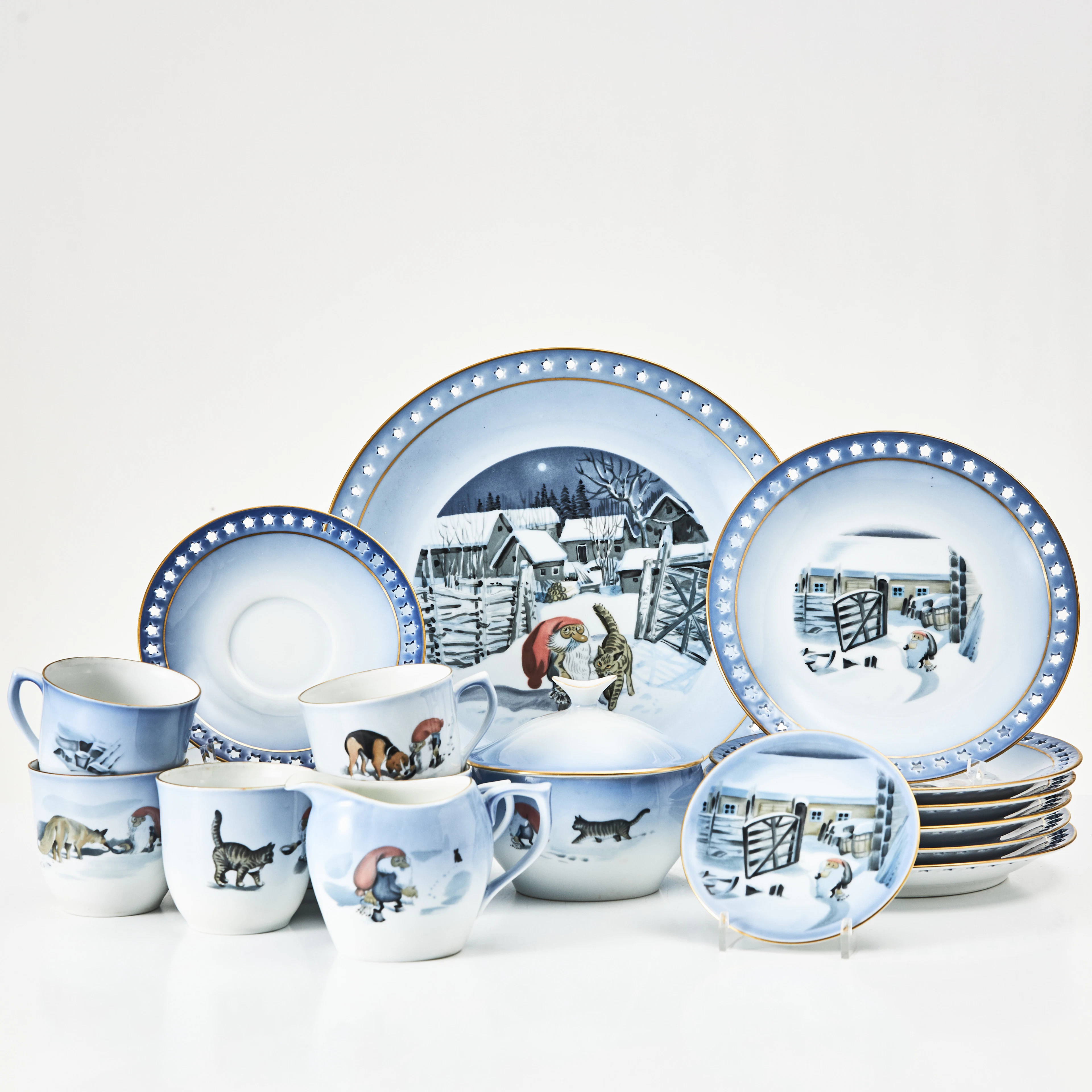 HARALD WIBERG. Kaffeservis, "Tomten", 22dl., porslin, Bing & Gröndahl.