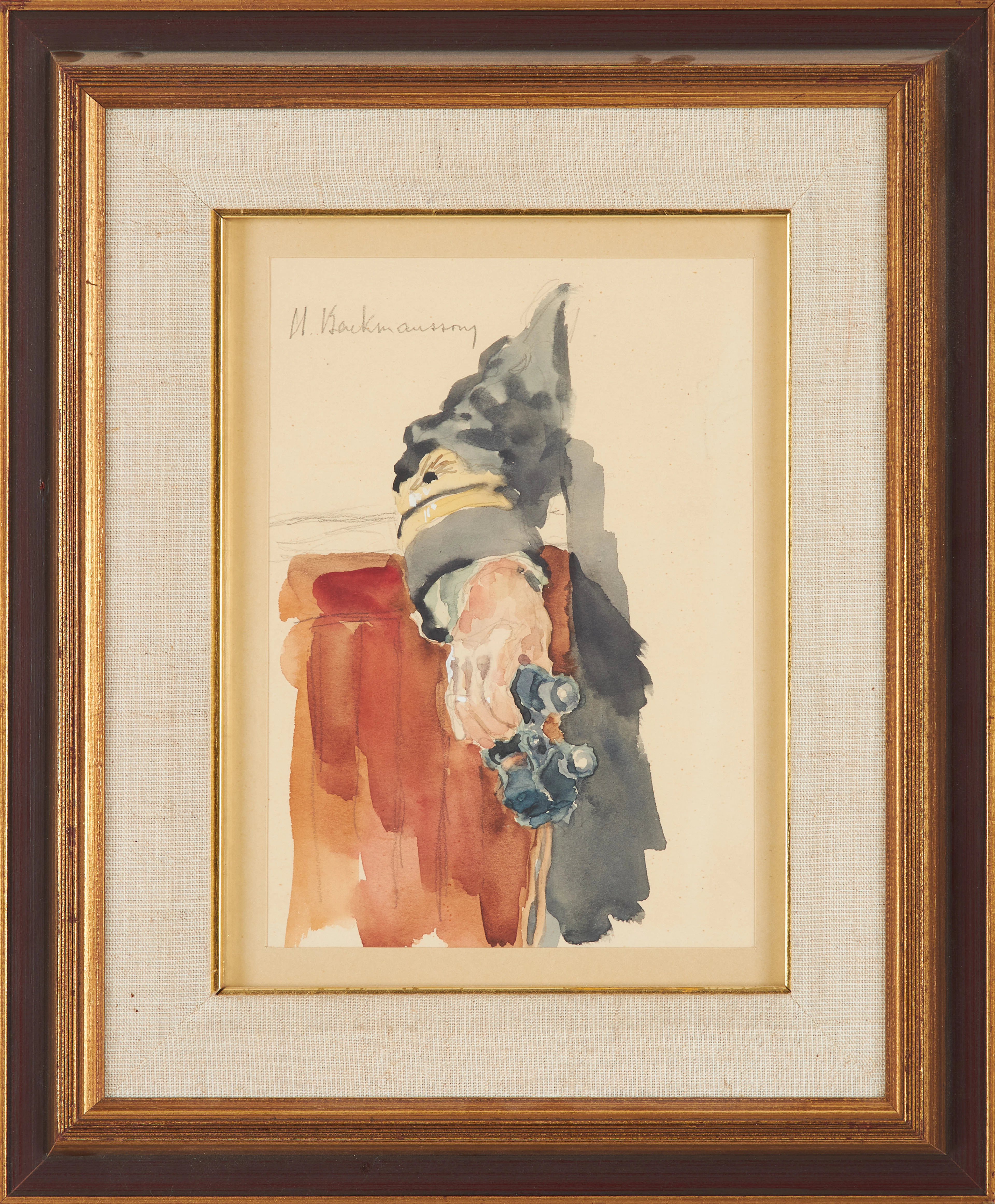 HUGO BACKMANSSON (1860-1953). Hand som håller kikare, akvarell, signerad